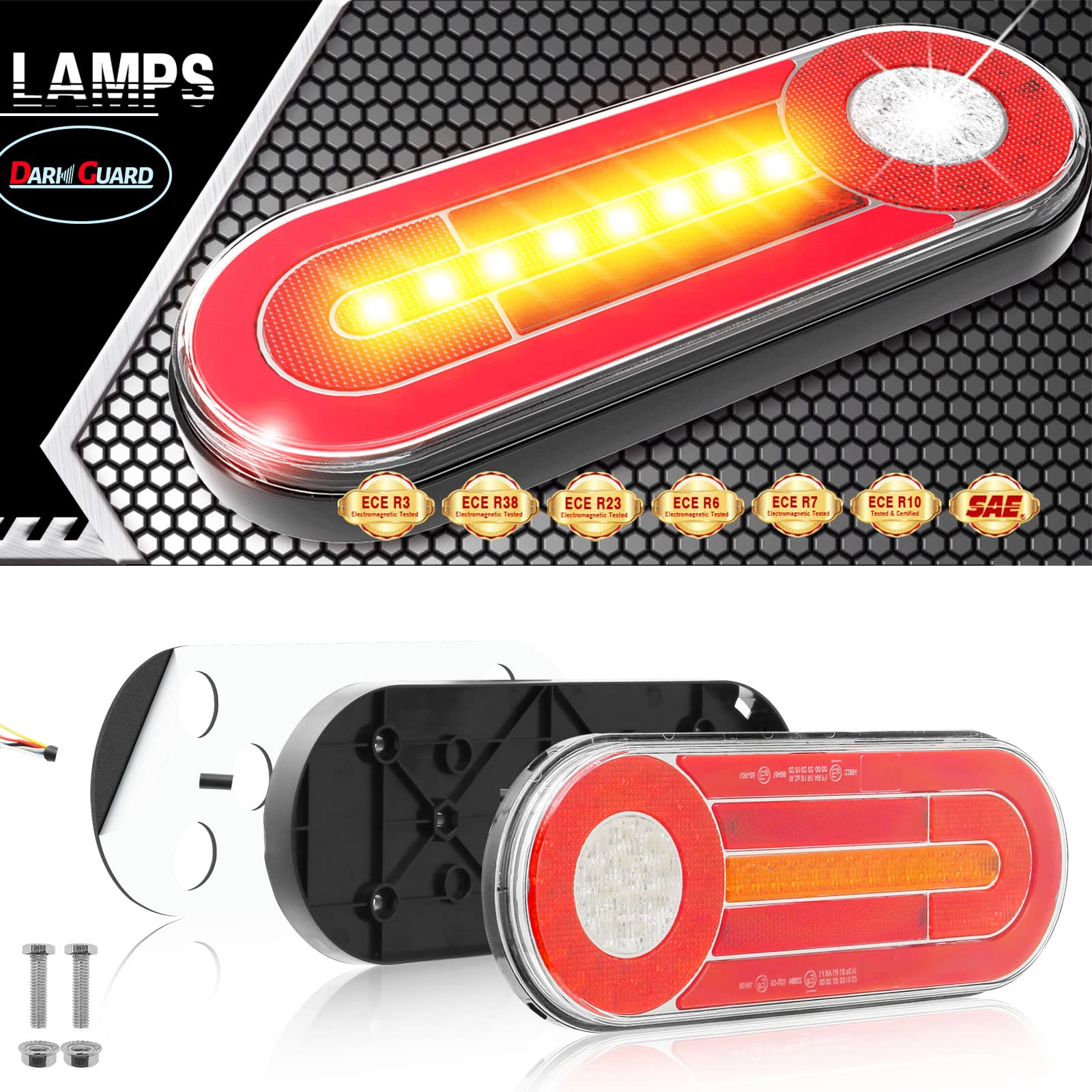DARKGUARD Anhänger Beleuchtung mit Magnet Led Rückleuchten Anhänger Magnetisch 12V 24V mit 7 Poliger Anhängerstecker 7.5m Verlängerungskabel für Wohnwagen PKW LKW Wasserdicht E-Mark