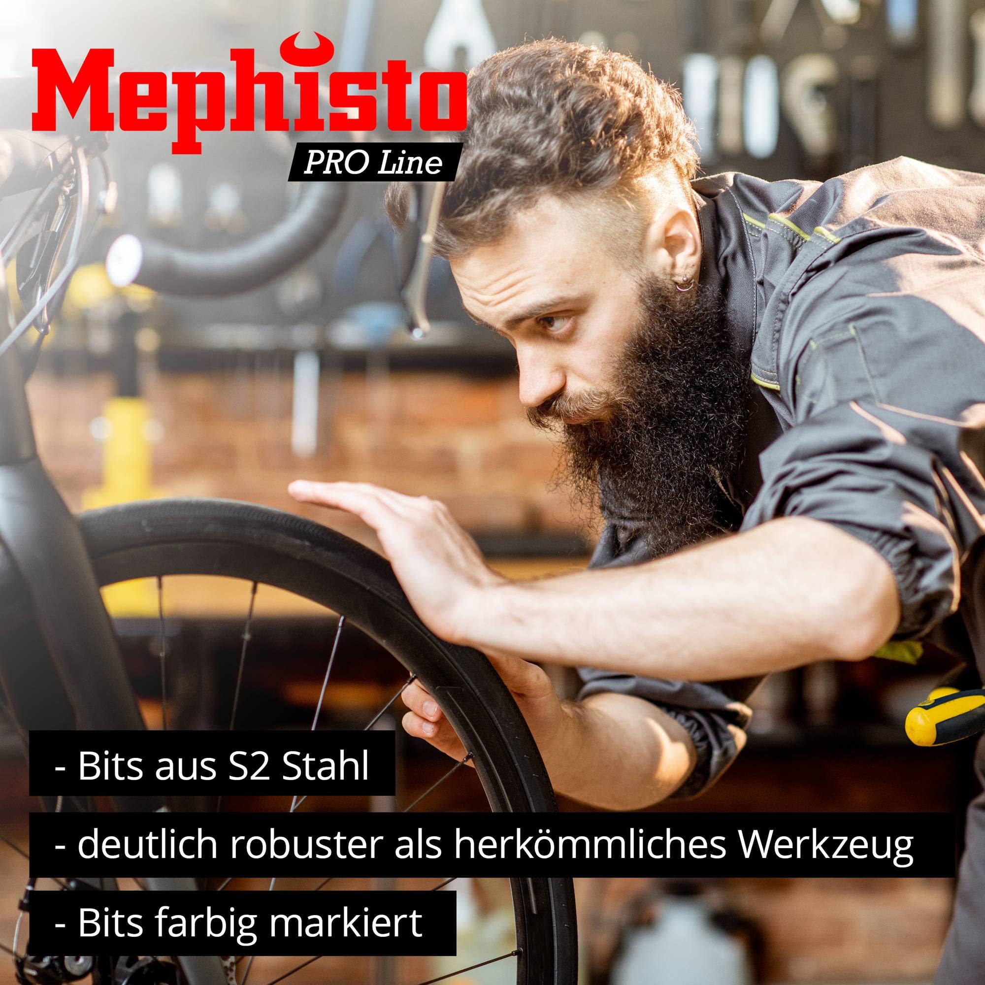 Mephisto Pro-Line zestaw kluczy dynamometrycznych do roweru i motocykla – zakres pomiarowy 2-20 Nm – narzędzie precyzyjne z gniazdem sześciokątnym, Torx i innymi bitami, kolor rękojeści/głowicy: