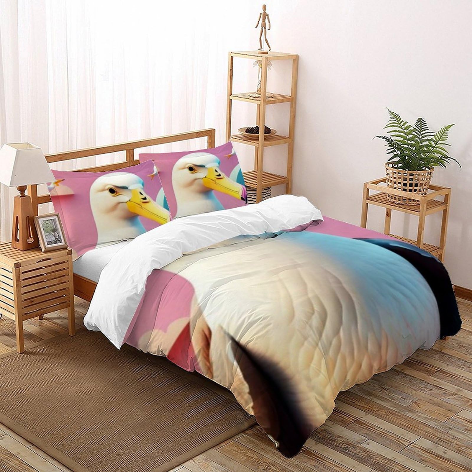 Housse de couette 260x220 animaux 3D avec taie d'oreiller microfine pour lit garçon