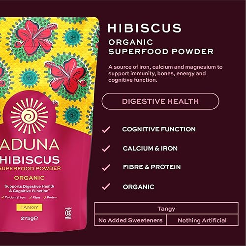Miniatura 3 de Aduna Polvo de hibisco orgánico Flor de hibisco 100% para la salud de la piel, intestino y corazón Fuente vegana natural de antioxidantes