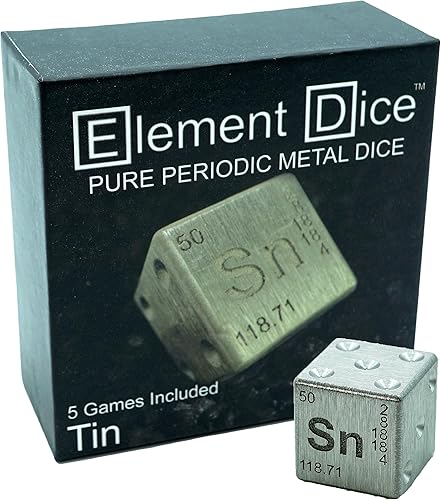 Element Dice dados únicos para juegos de mesa o D6 coleccionables hechos de lata real (Sn)