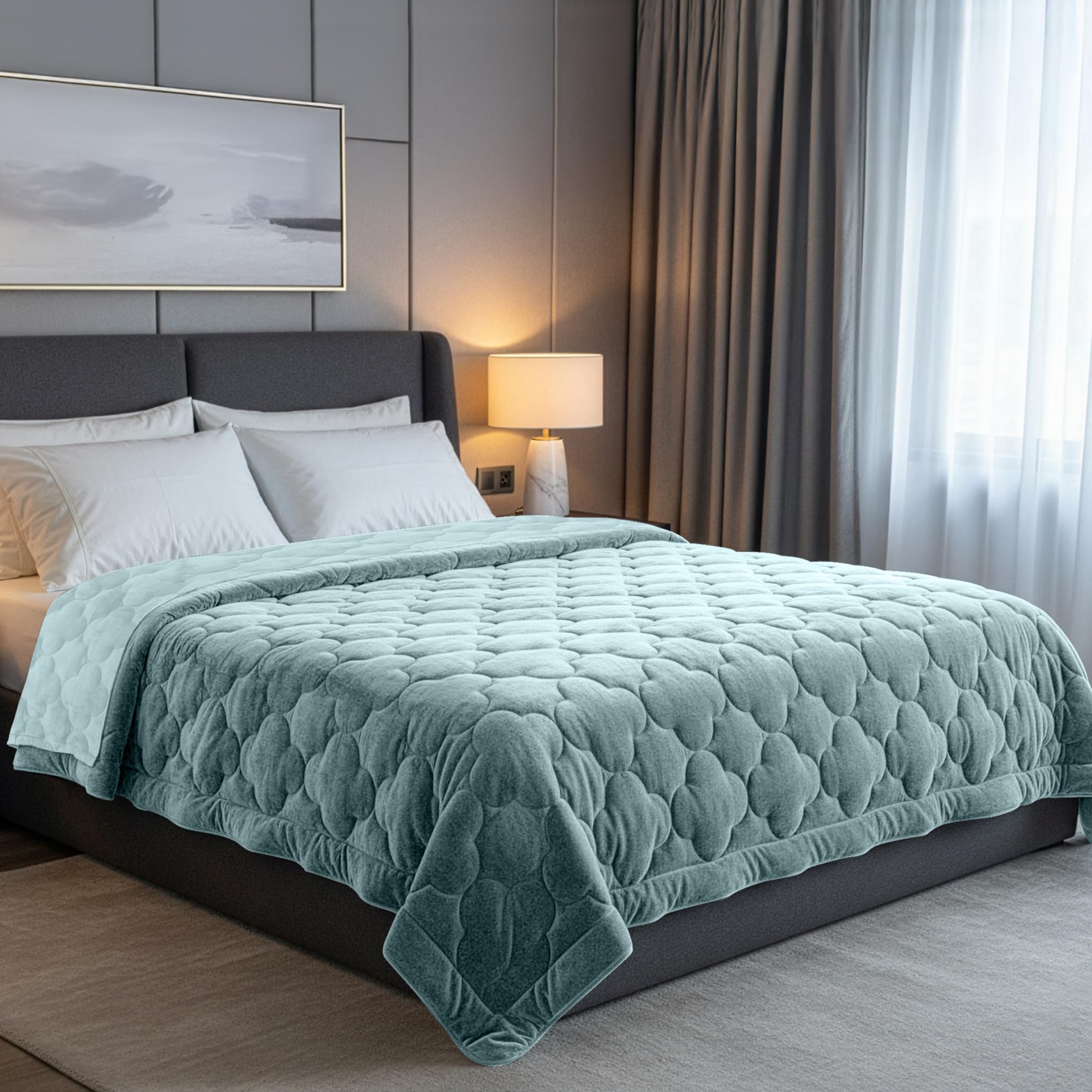 SLEEP COMFY 4 Jahreszeiten Bettdecken 220 x 240cm, Samt & Mikrofaser ohne Bezug, Atmungsaktives, Hypoallergene Steppdecke für Zuhause, Caravan & Camping, Oeko-TEX®-Zertifiziert
