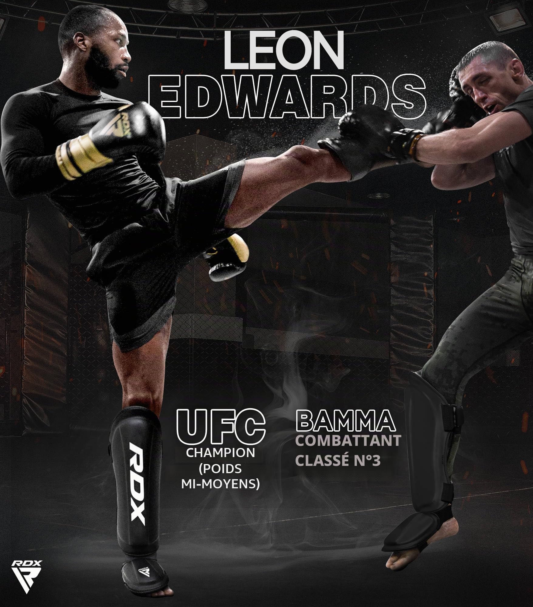 RDX Boxe MMA Protège-tibias Protection pour Kick Boxing Muay Thai Boxe, L