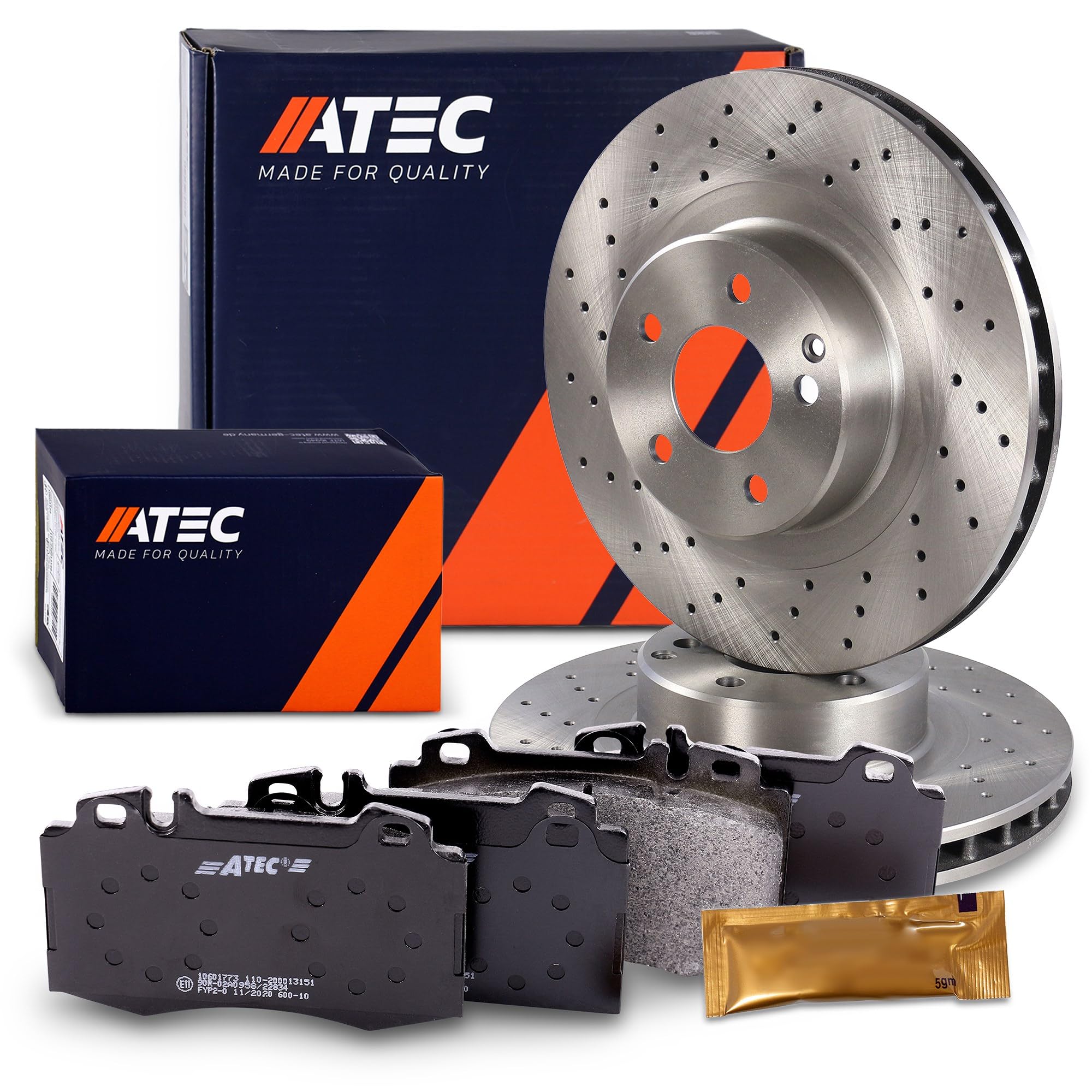 ATEC GERMANY Juego de frenos eje delantero incl. discos de freno Ø 330 mm ventilados + pastillas de freno delanteras Compatible con MERCEDES-BENZ Clase S (W220)
