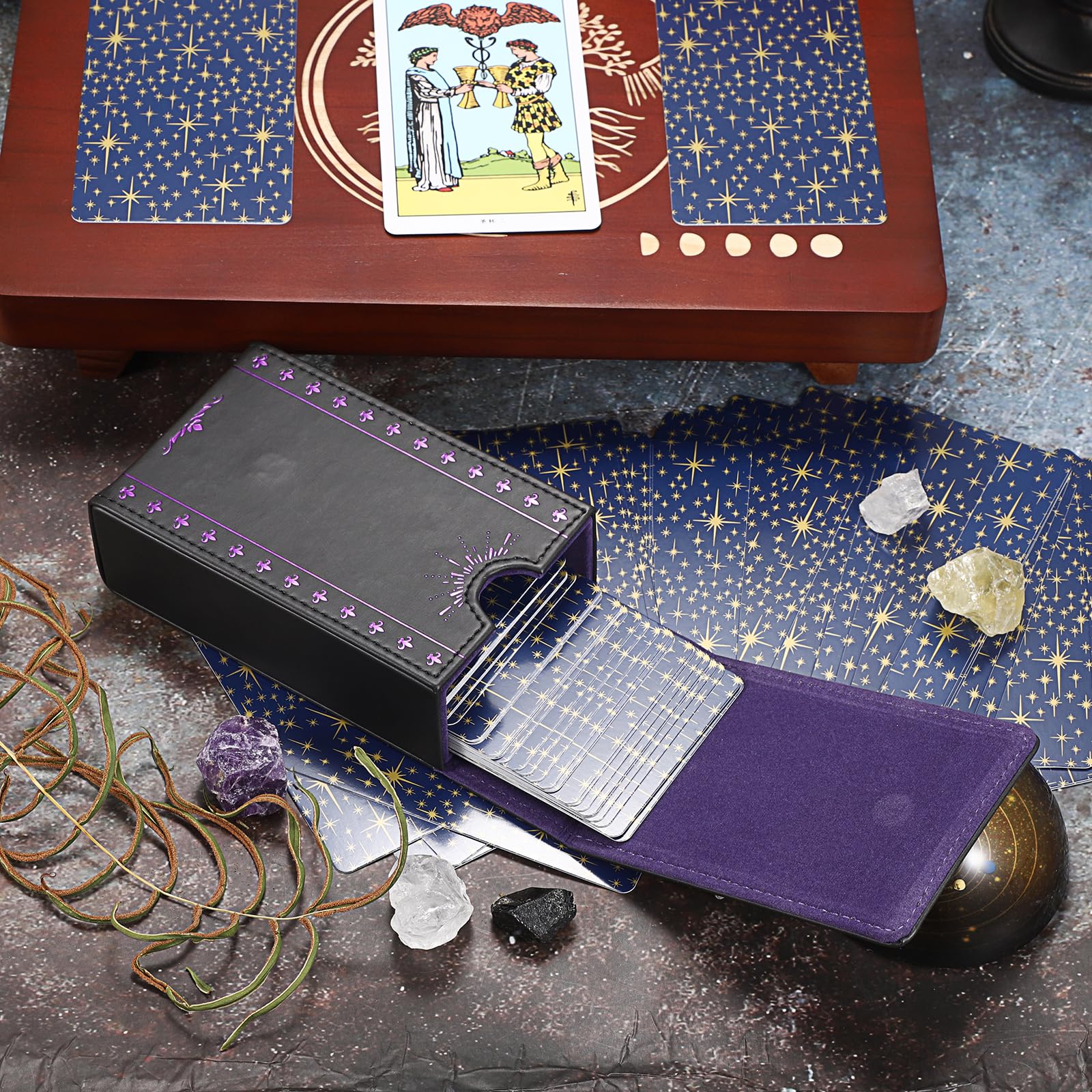 Boîte de protection universelle en cuir PU pour tarots et cartes Oracle