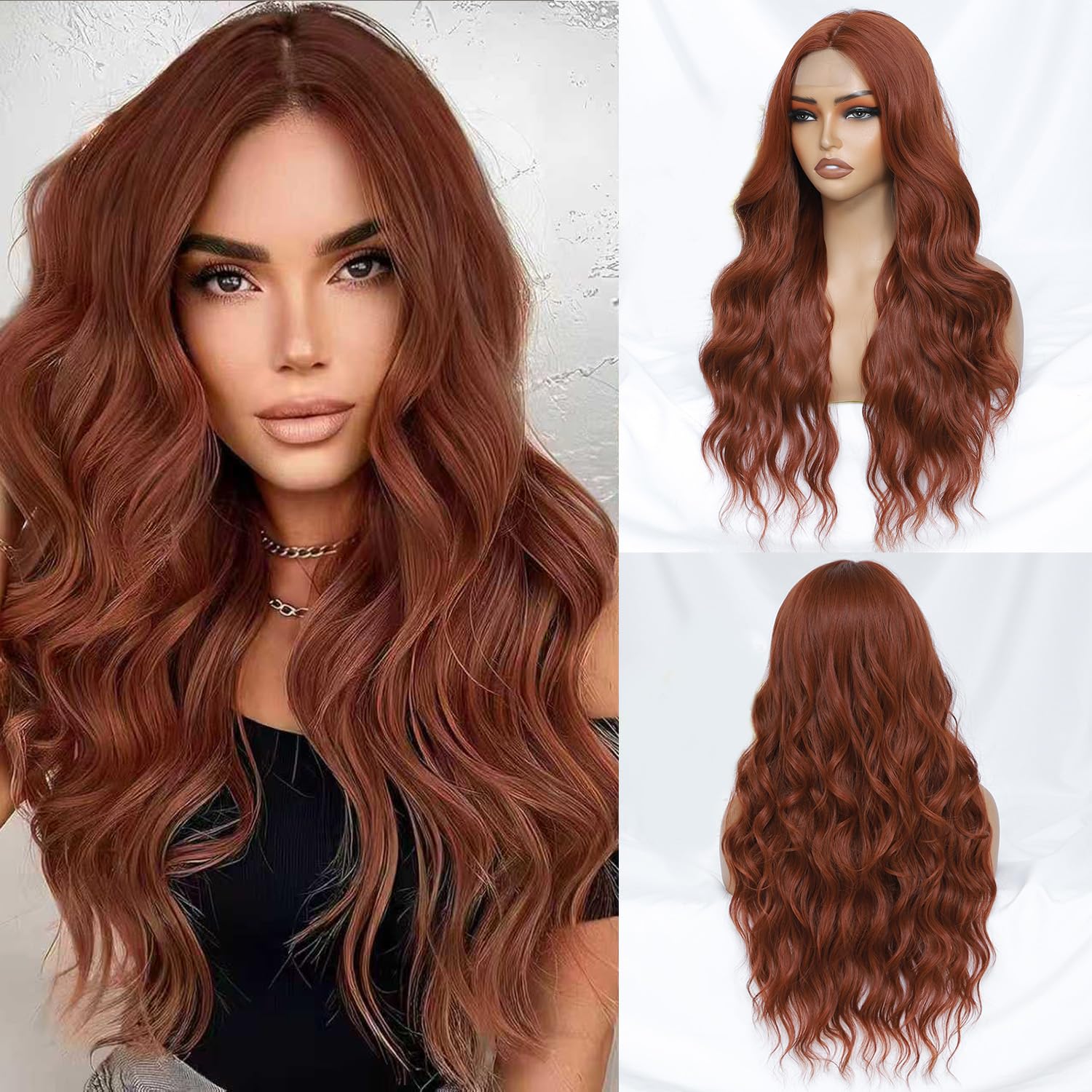 Photo 1 of FEIVOSILAN Auburn Long Wavy Wig - 26 Inch