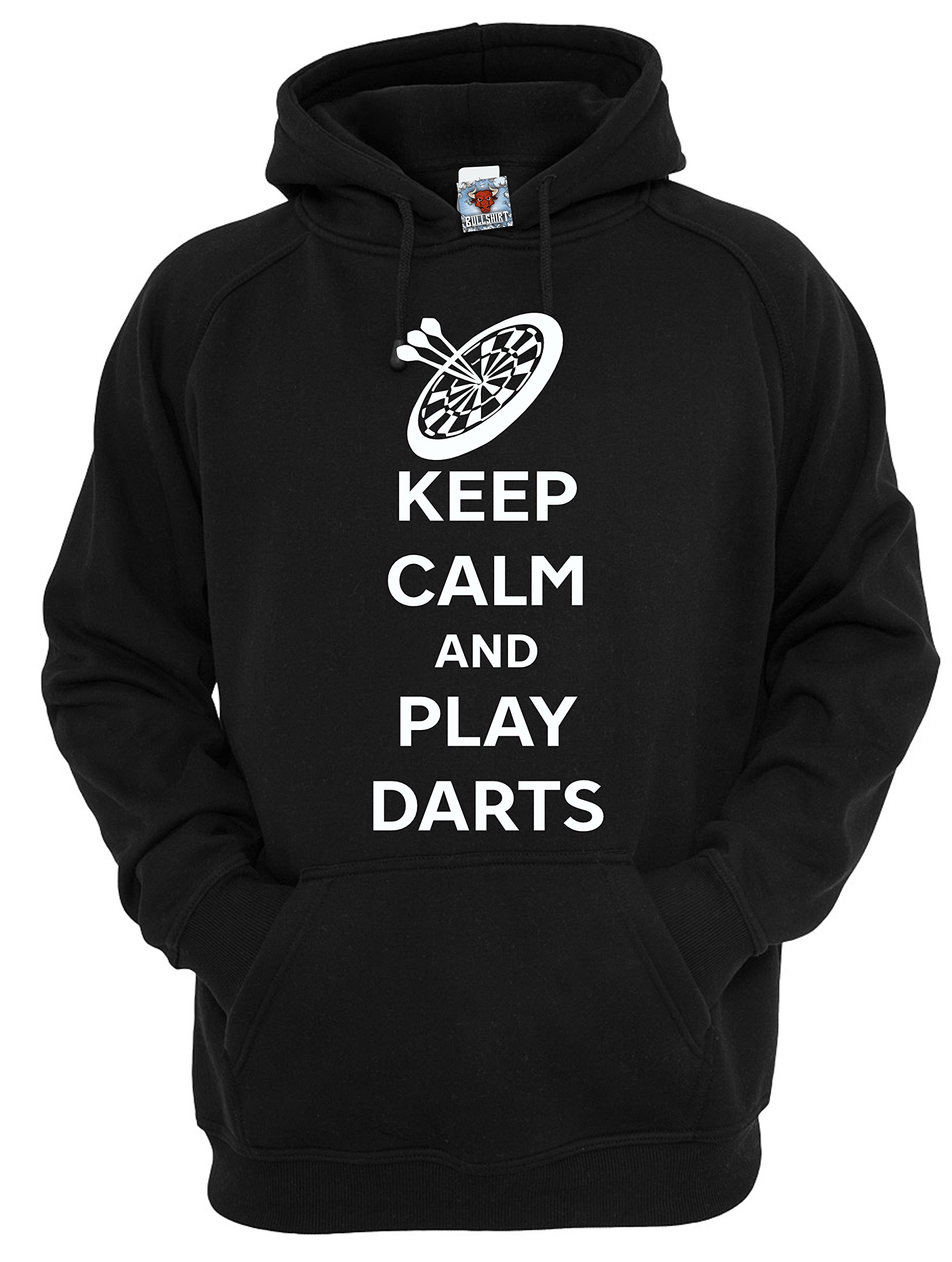 Reality Glitch Men's Black Keep Calm And Play Darts Hoodie