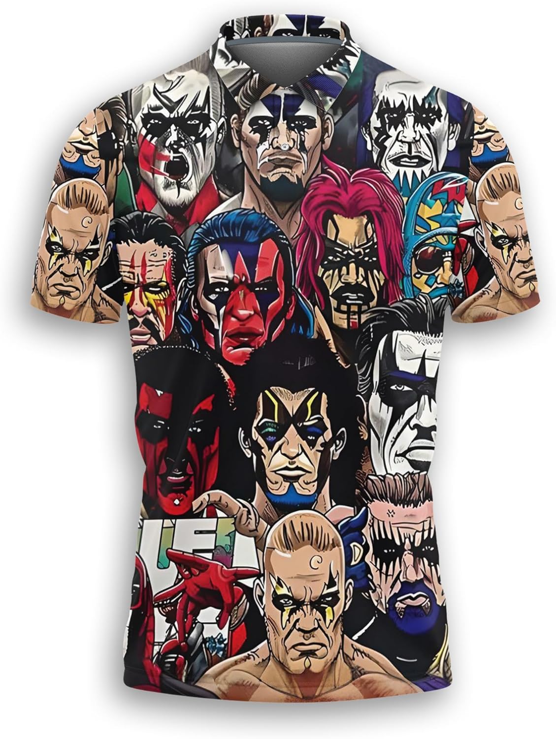 Wrestling Mask Polo Shirts for Men-Lucha Libre Golf Moisture Dry Fit Short Sleeve Shirts S57