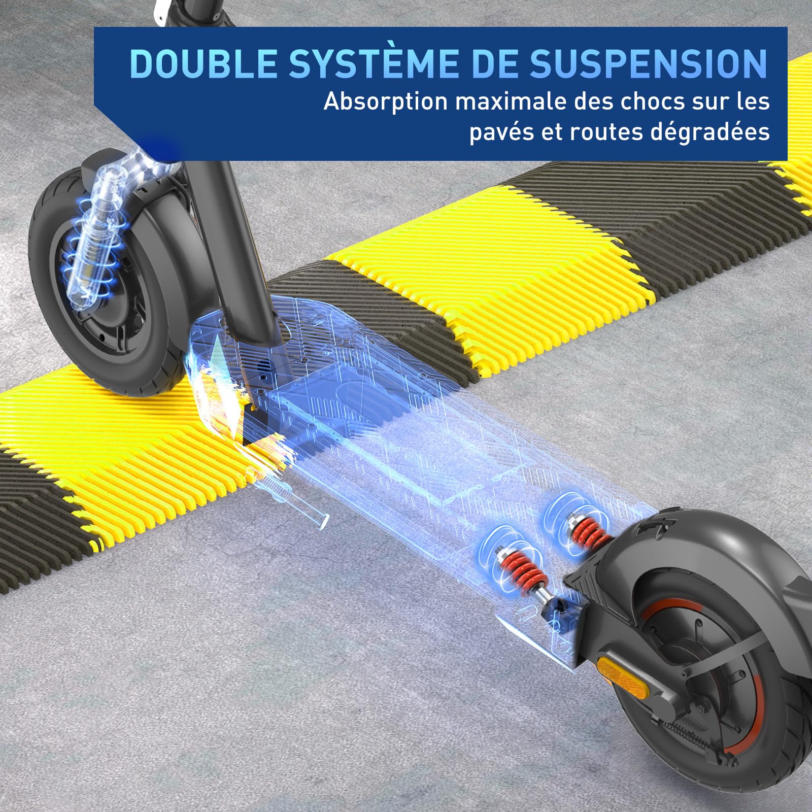 Hiboy Max Pro Trottinette Électrique Adulte, Moteur Bosch 500W (Pic 700W), Autonomie Jusqu'à 75KM, Batterie 48V 14.5Ah, Pneus Gonflables 11", Double Suspension et Système de Freinage, Vitesse 25KM/H