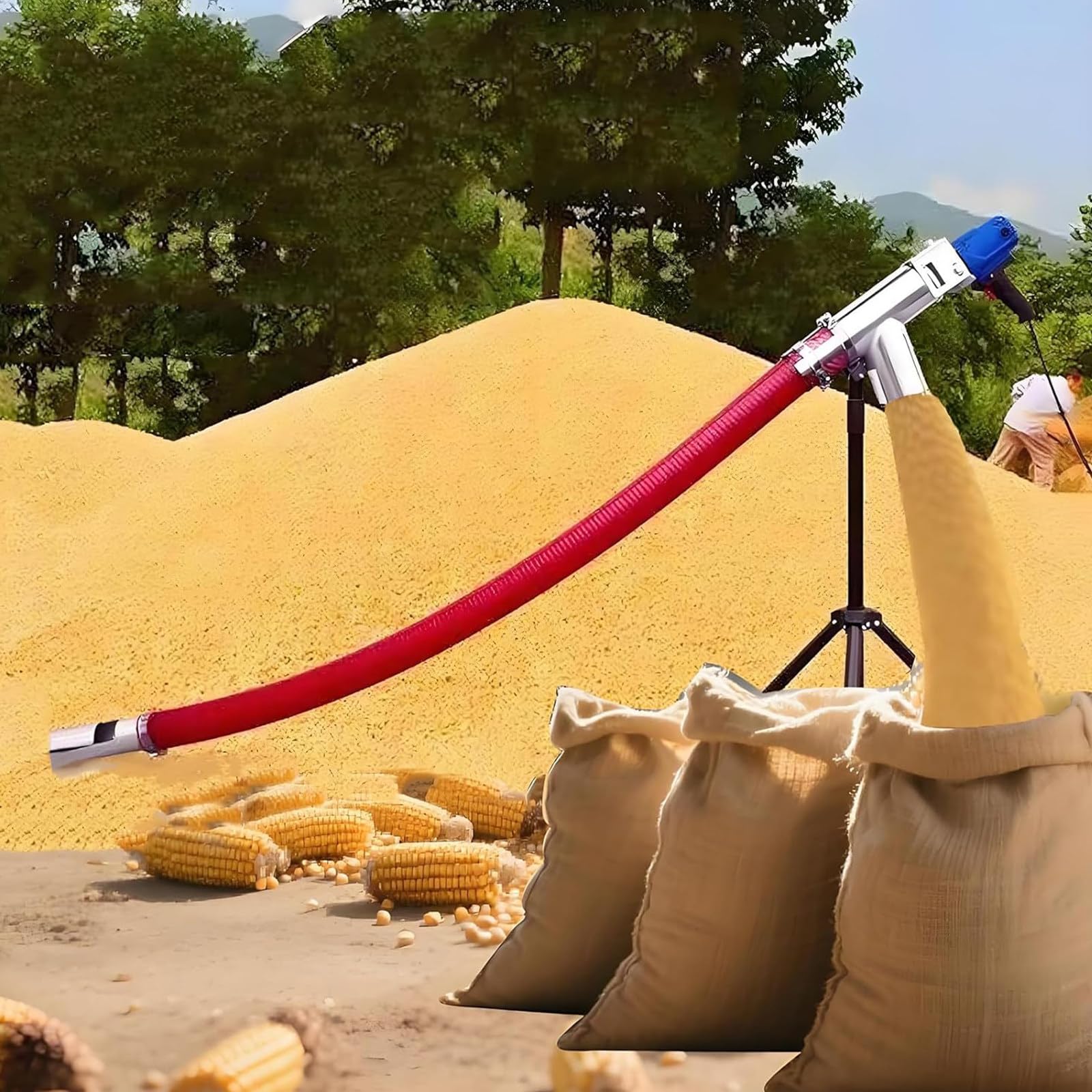 Macchina di aspirazione portatile, 1500 W, 10T/H trasportatore a vite industriale per la pulizia di grano, cemento, sabbia e polvere, include tubo da 1,5 m