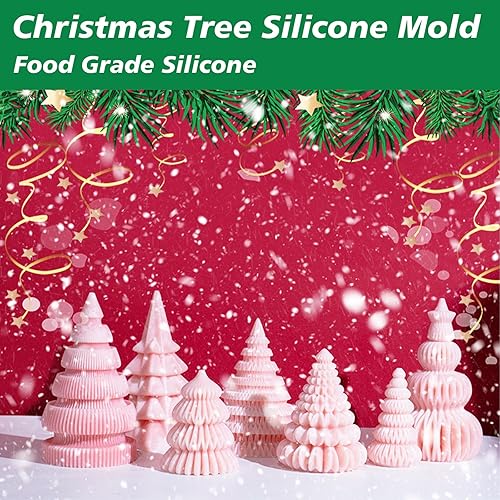 Miniatura 2 de Winmany 2 moldes para velas de árbol de Navidad, molde de fundición de resina de silicona 3D para hacer velas, jabón, aromaterapia, pastel de