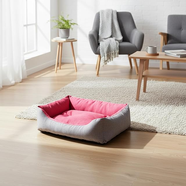 Foto 2 de 7 de Baroni Home Perrera de Tela Gris y Burdeos, Suave Sofá Rectangular, Cómodo, para Dormitorio Salón Pasillo