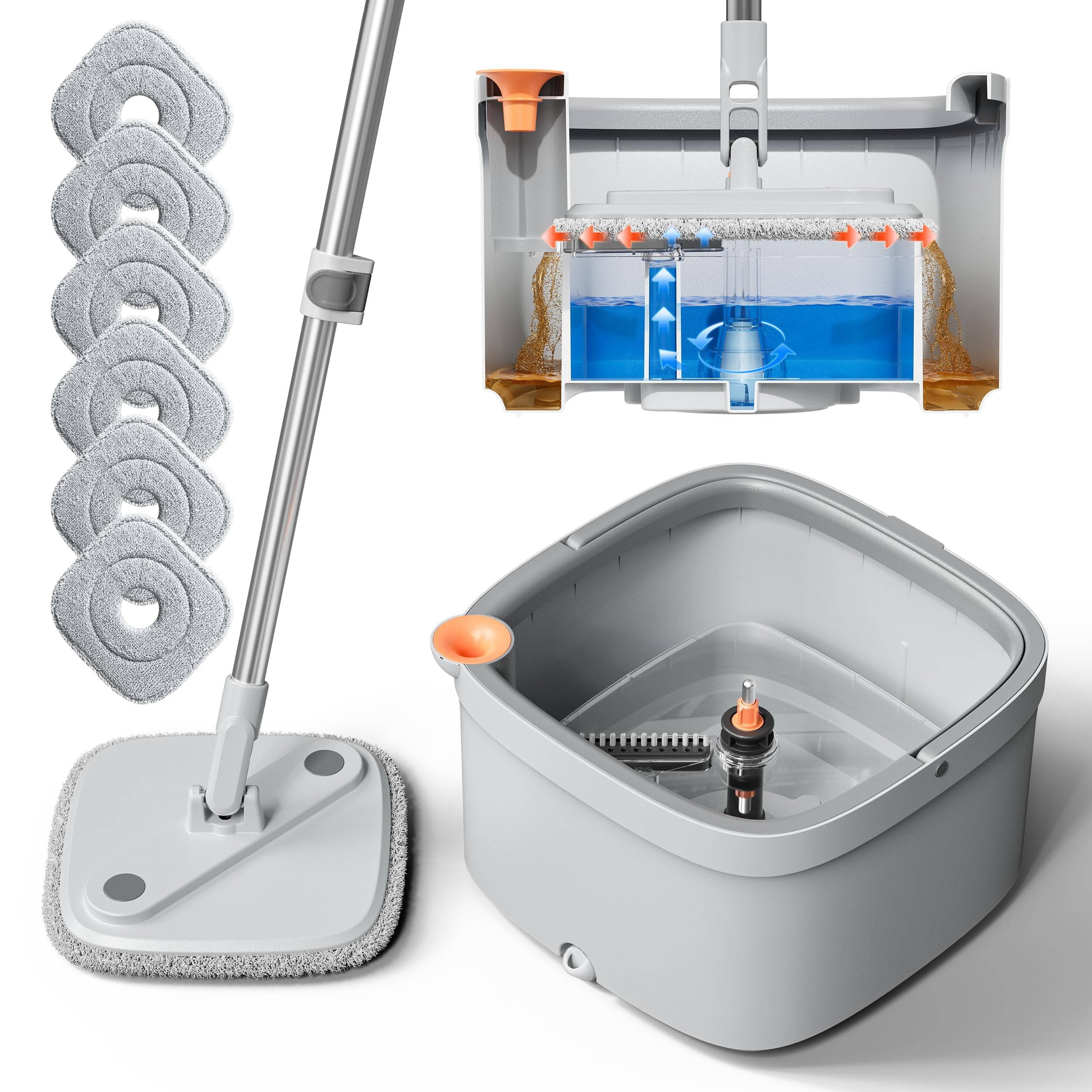 Amazon.com: KZKR Spin Mop and Bucket Set with Self Separation
