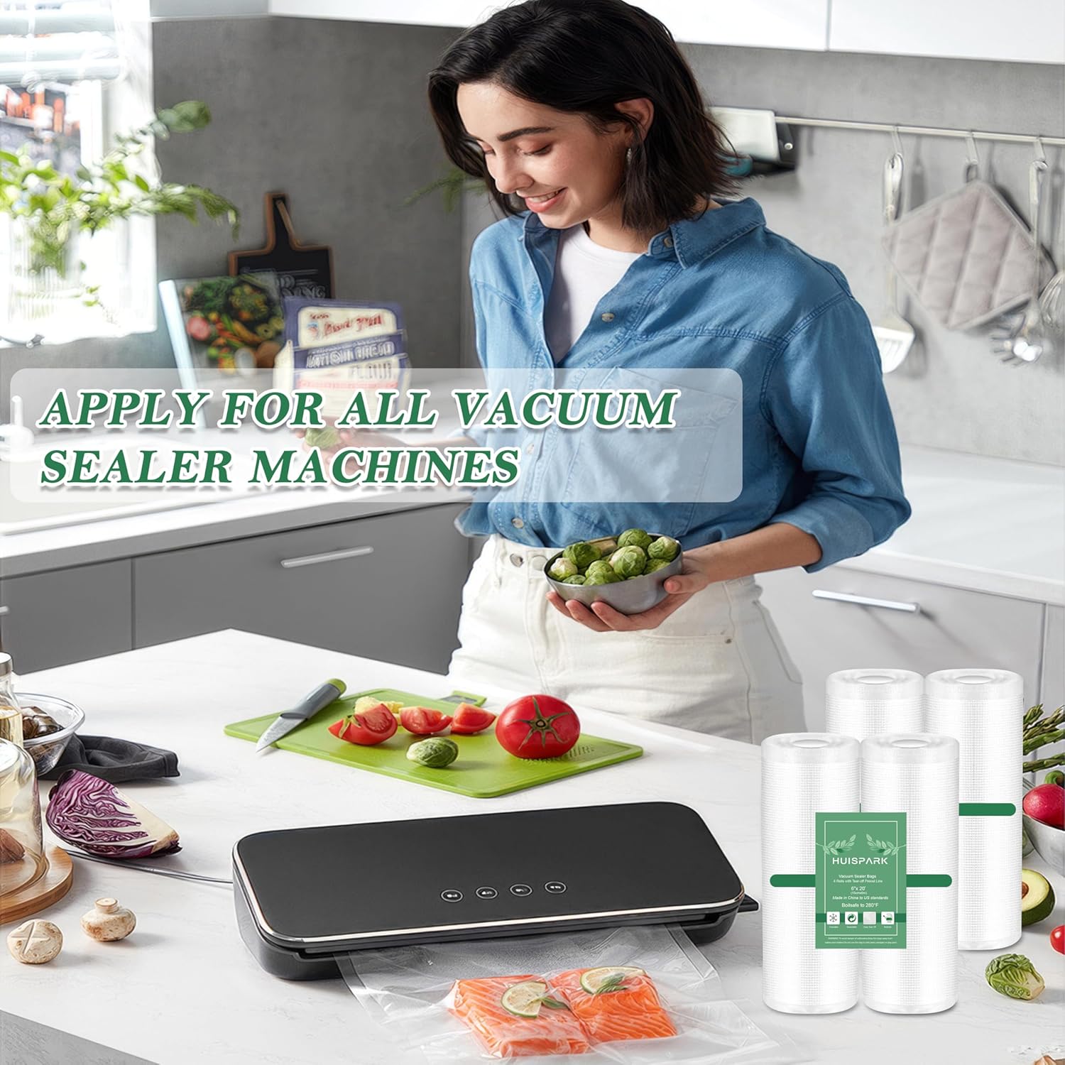 Pre-Cut Perforated Vacuum Sealer Bags Rolls,4x6 Inch Heavy-Duty Vacuum Sealer Roll Bags 4 Rolls 160 Tear Off Bags,Easy-Tear Food Grade Storage Bags for Sous Vide, Freezer & Meat (BPA Free) - Image 8