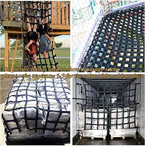 Miniatura 7 de DREAMOSA Escalera de red de escalada, red de carga de escalada, juego de columpio, guerrero ninja campo de obstáculos, selva, gimnasio, cuerda de