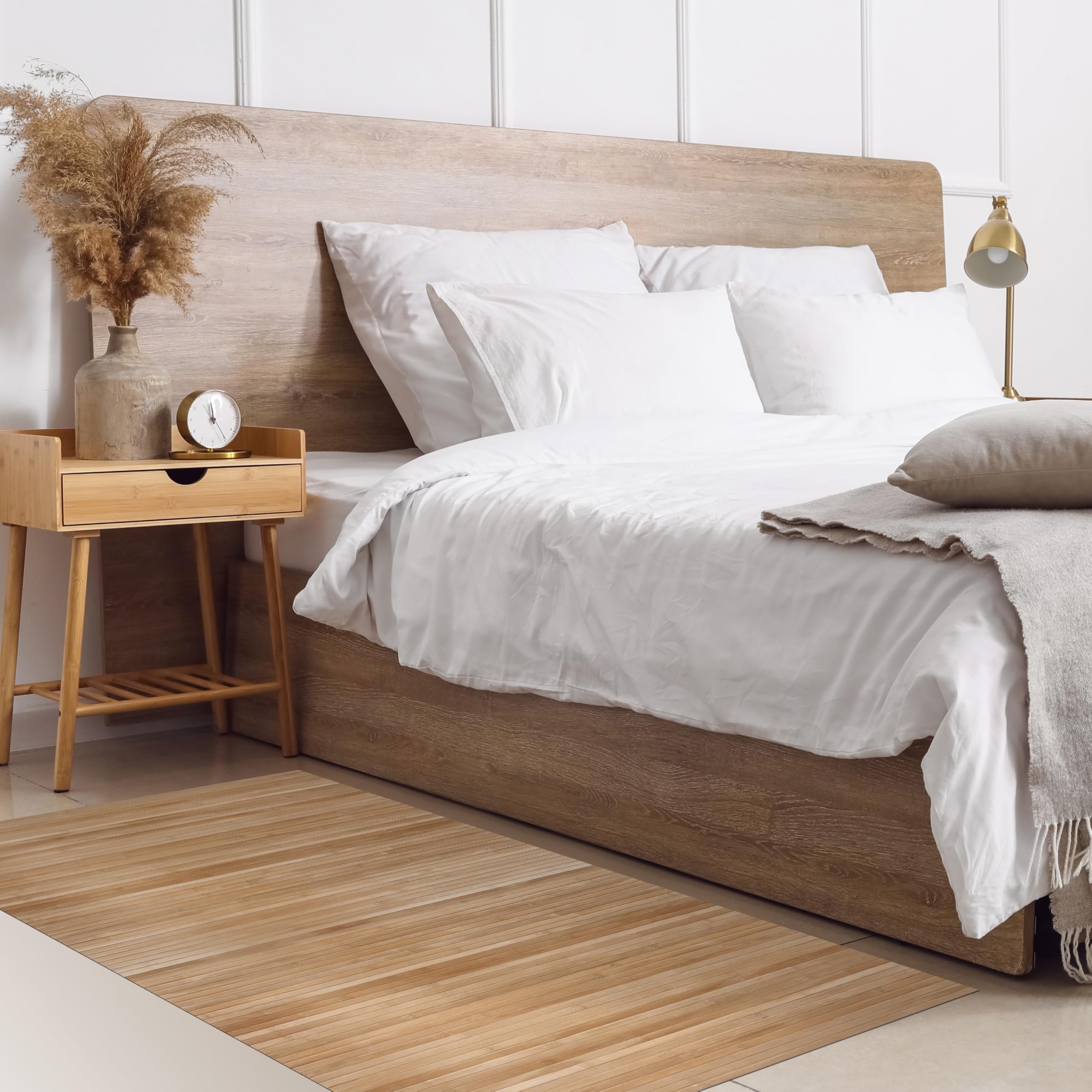 STORESDECO Alfombra de bambú Natural Antideslizante sin Bordes y Resistente a la Humedad. Ecológica, Antimanchas, Elegante y fácil de Limpiar diseño Natural 80x150 cm