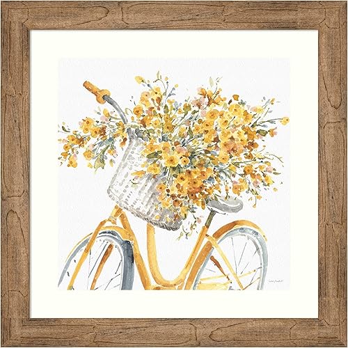 Amanti Art Framed Wall Art Print 24x24 Happy Yellow 07B by Lisa Audit, Transportation Wall Art, Vintage Decor, Medium Poster Painting Artwork for