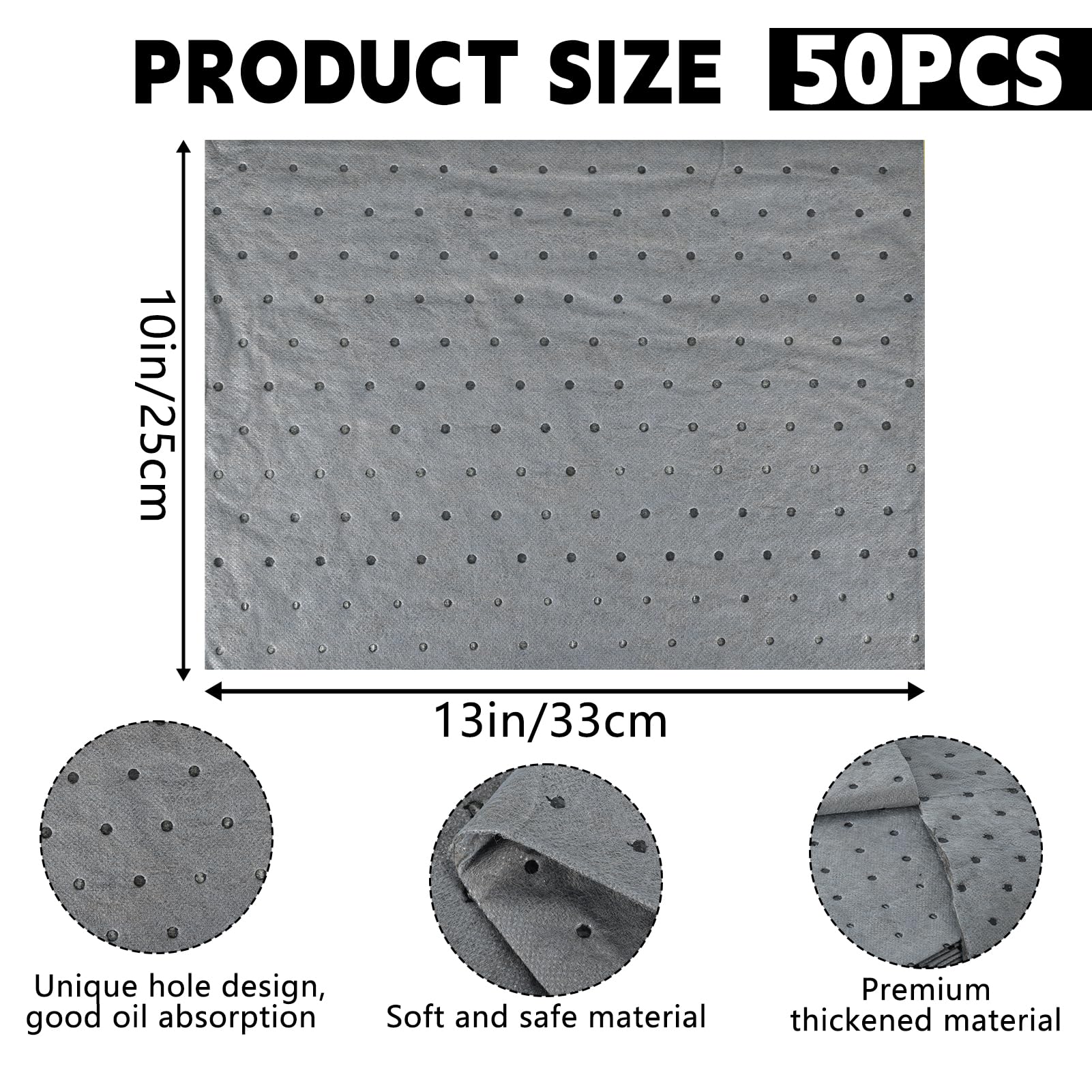 50 Stück Universelle Ölauffangmatte 25 x 33cm Ölauffangmatte werkstatt matte Ölsaugtücher Ölbindematte für Werkstatt, Garage,Schwere Ölabsorptionsblätter Saugmatte für Zuhause, Keller,Garage, Küche