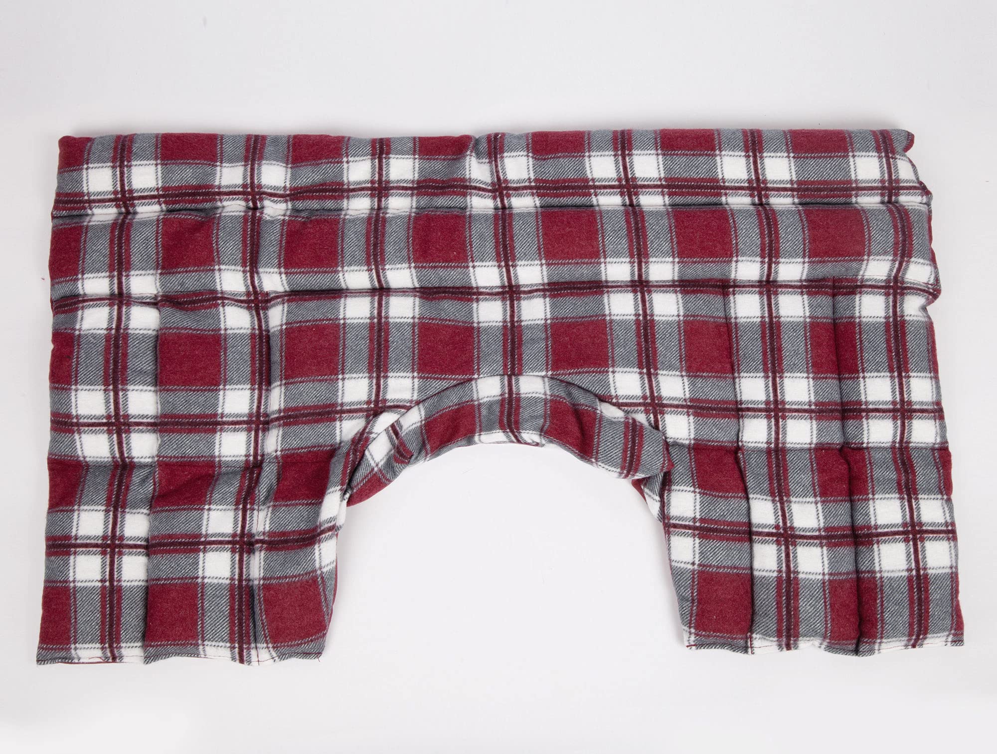Bio-Dinkelkissen Schulter & Nackenkissen mit Kragen. Nacken Wärmekissen, Körnerkissen - Wärme und Kälte (Flanell karo-rot, Bio-Dinkel)