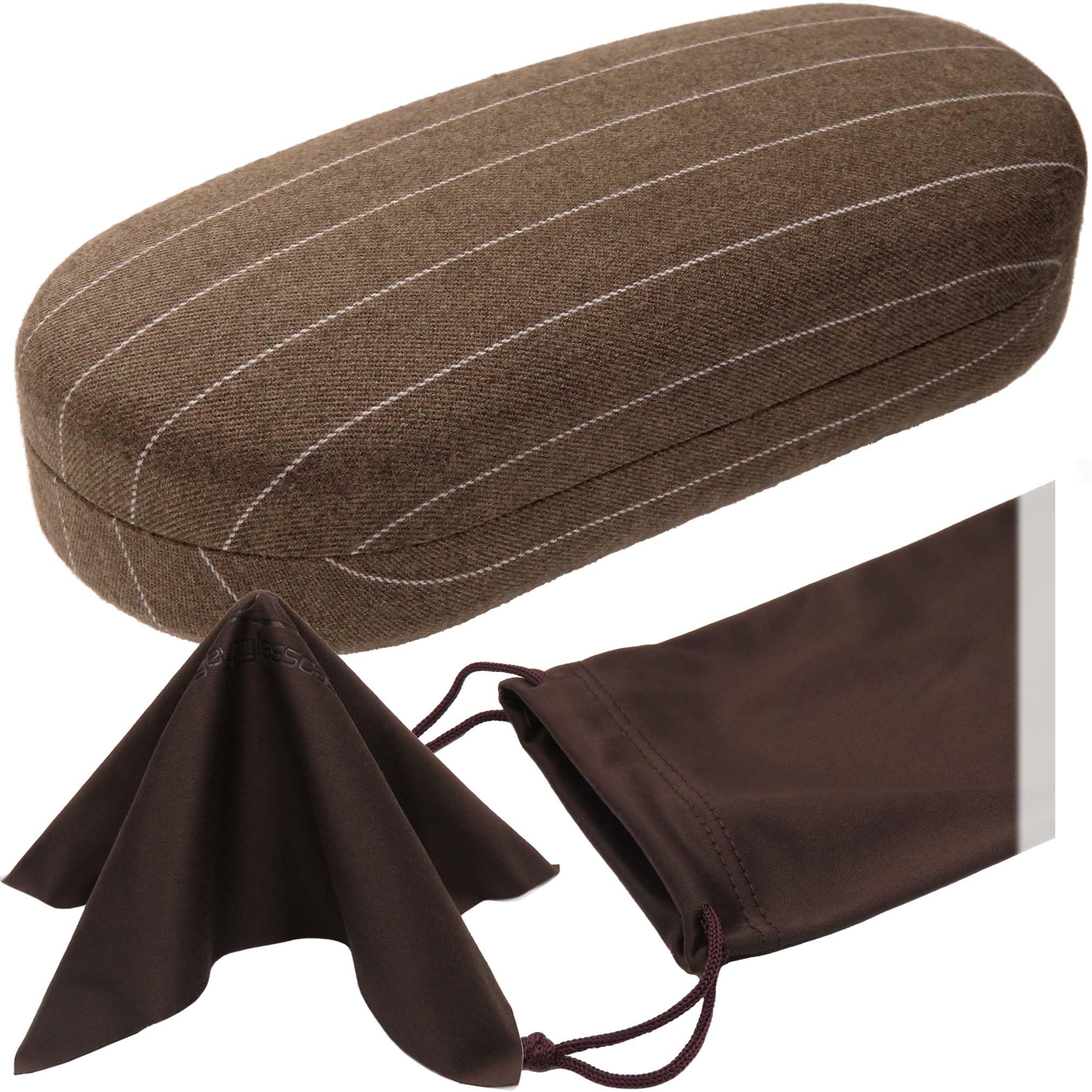 MyEyeglassCase - Large Sunglasses Case - Hard Glasses Case Holder w/Pouch & Cloth - Eyeglass Case Aviator Frames Men & Women