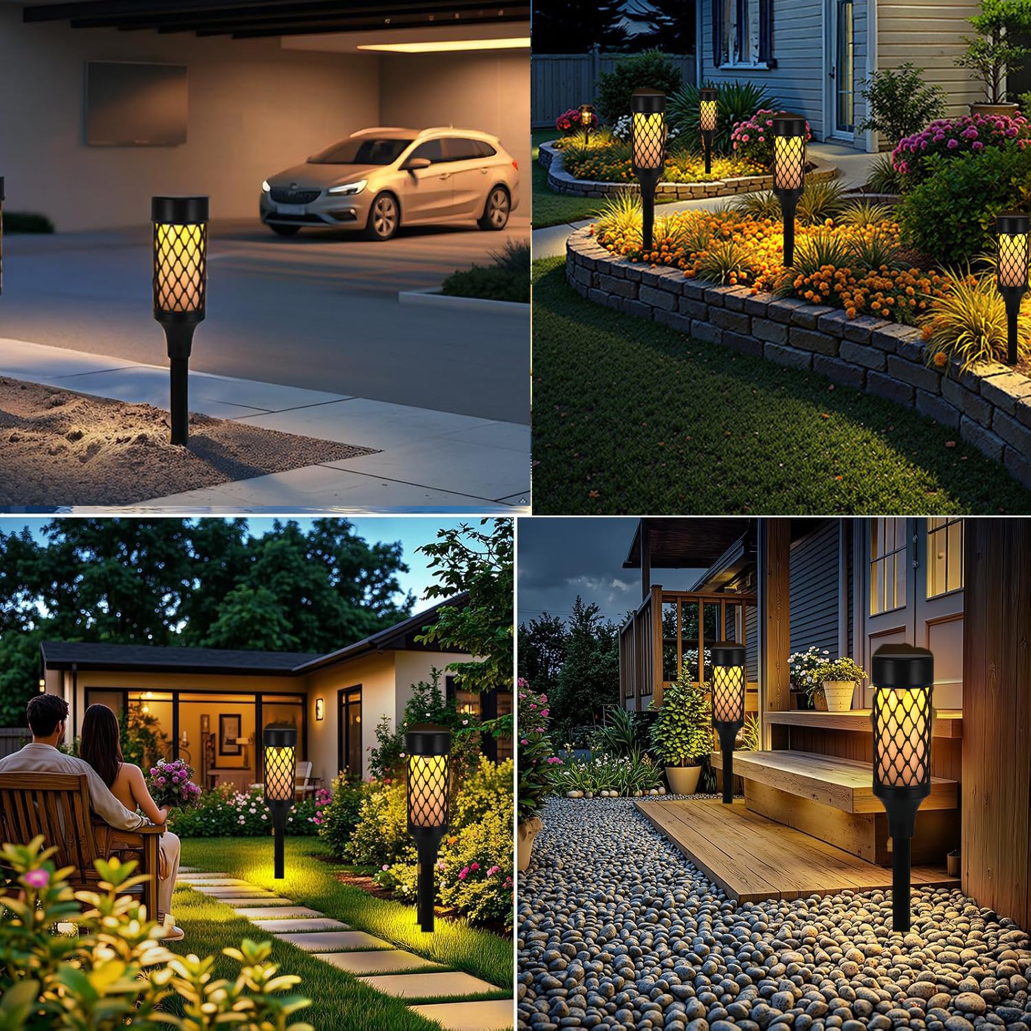 Kinberry Solar Lights Outdoor Garden, 2 Pack Garden Lights Solar Powered Waterproof Path Light Outdoor Auto On/Off - Image 4