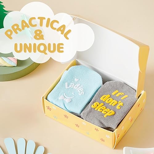 Miniatura 2 de InnoBeta Juego de calcetines para bebé con citas divertidas (4 pares) calcetines para recién nacidosbebés para baby shower, revelación de género de
