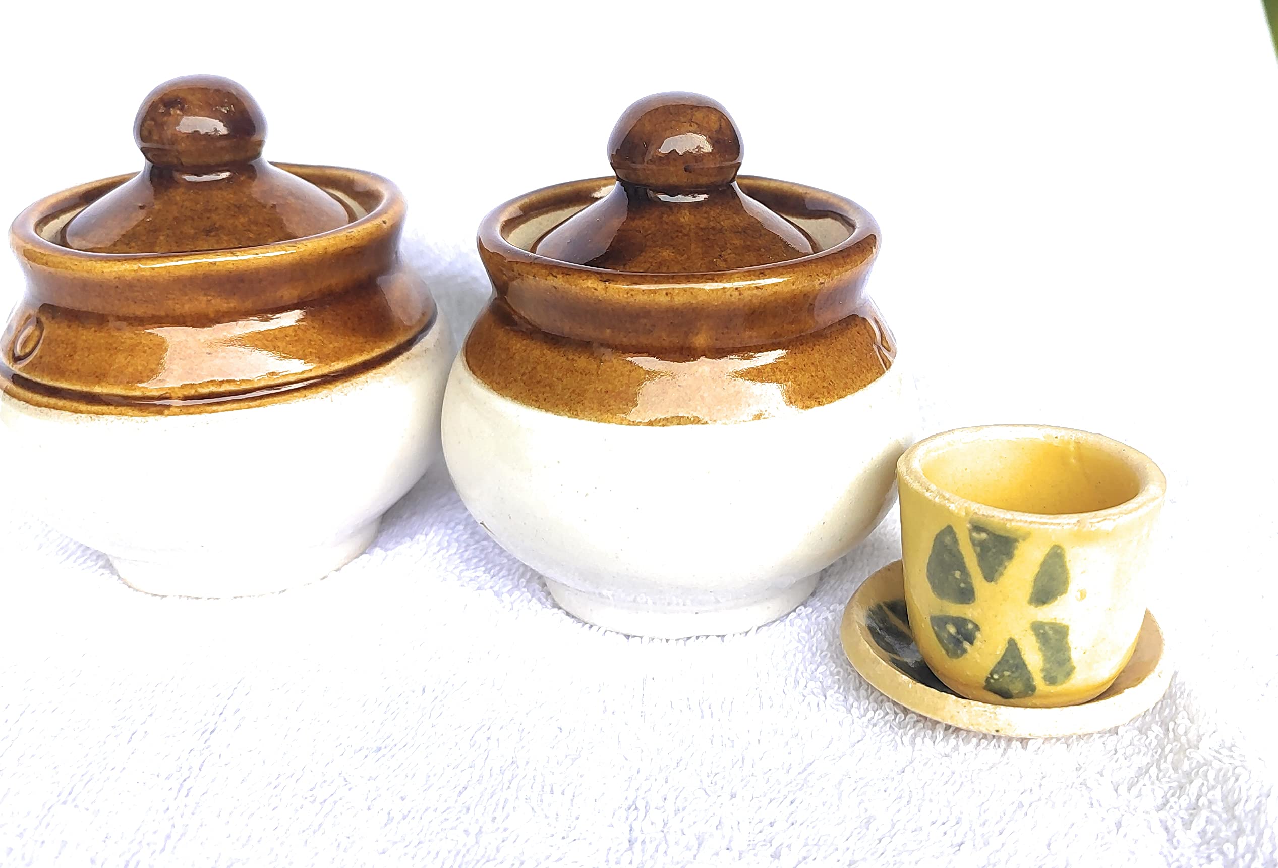 swadeshi enterprisesCeramic Jar - 2 Pieces, Bronze White