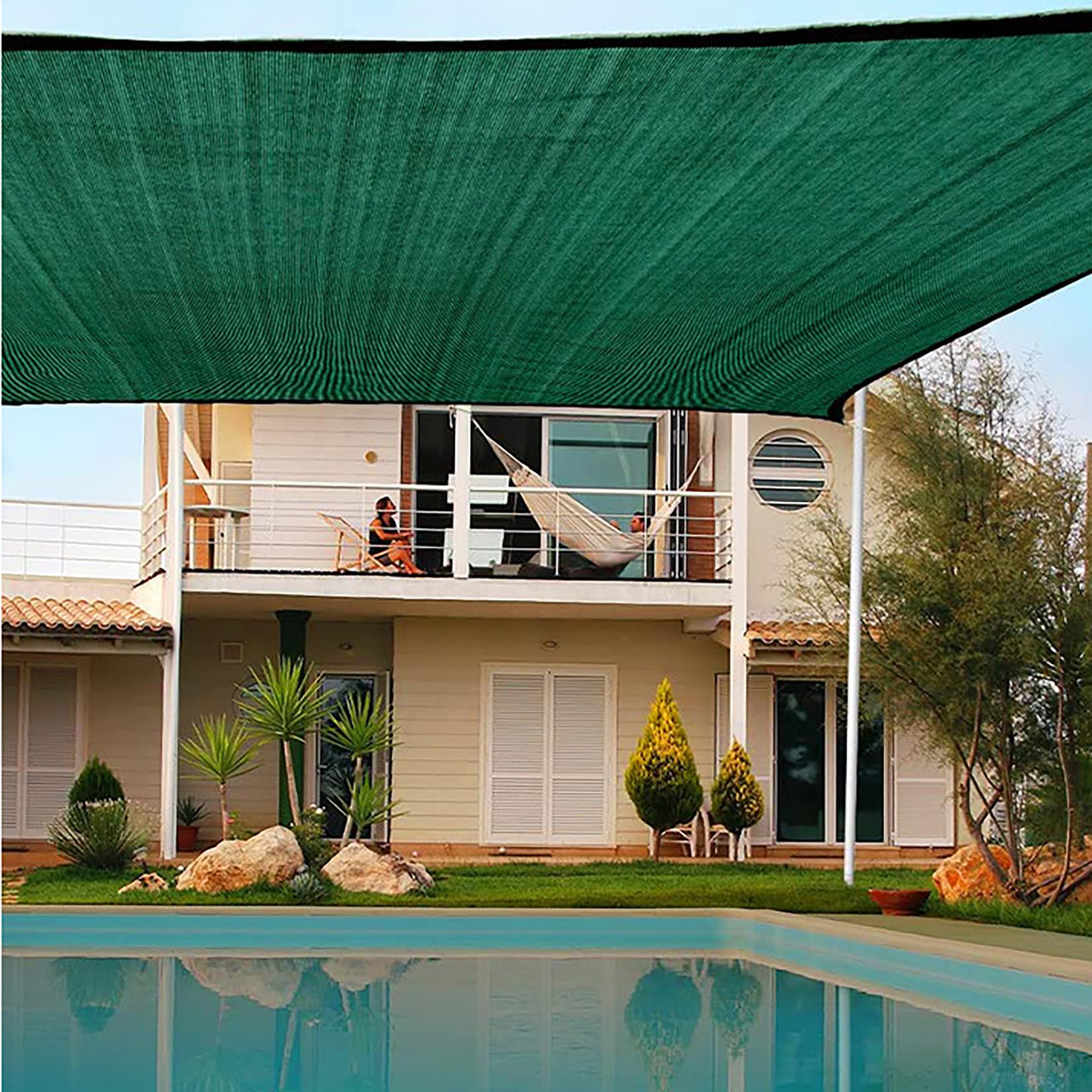 Red de sombra impermeable de alta resistencia, 90 % de bloqueo UV, malla verde, transpirable, tamaños multiusos con ojales (1 x 10 m) para jardín, patio y uso al aire libre
