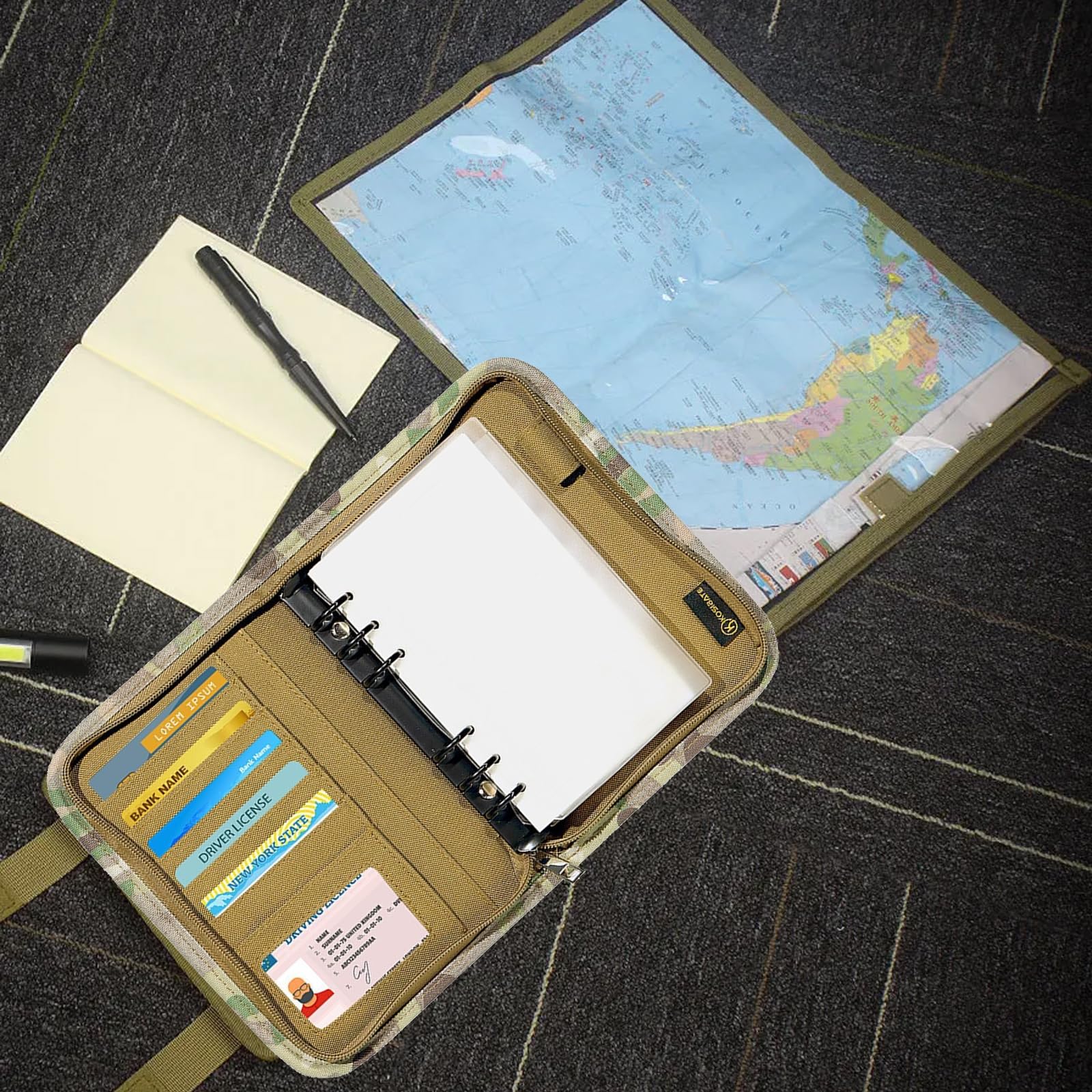 Tactical Weatherproof Notebook Padfolio - A6 Zipper Binder With 80 Sheets For Outdoor & Military Use