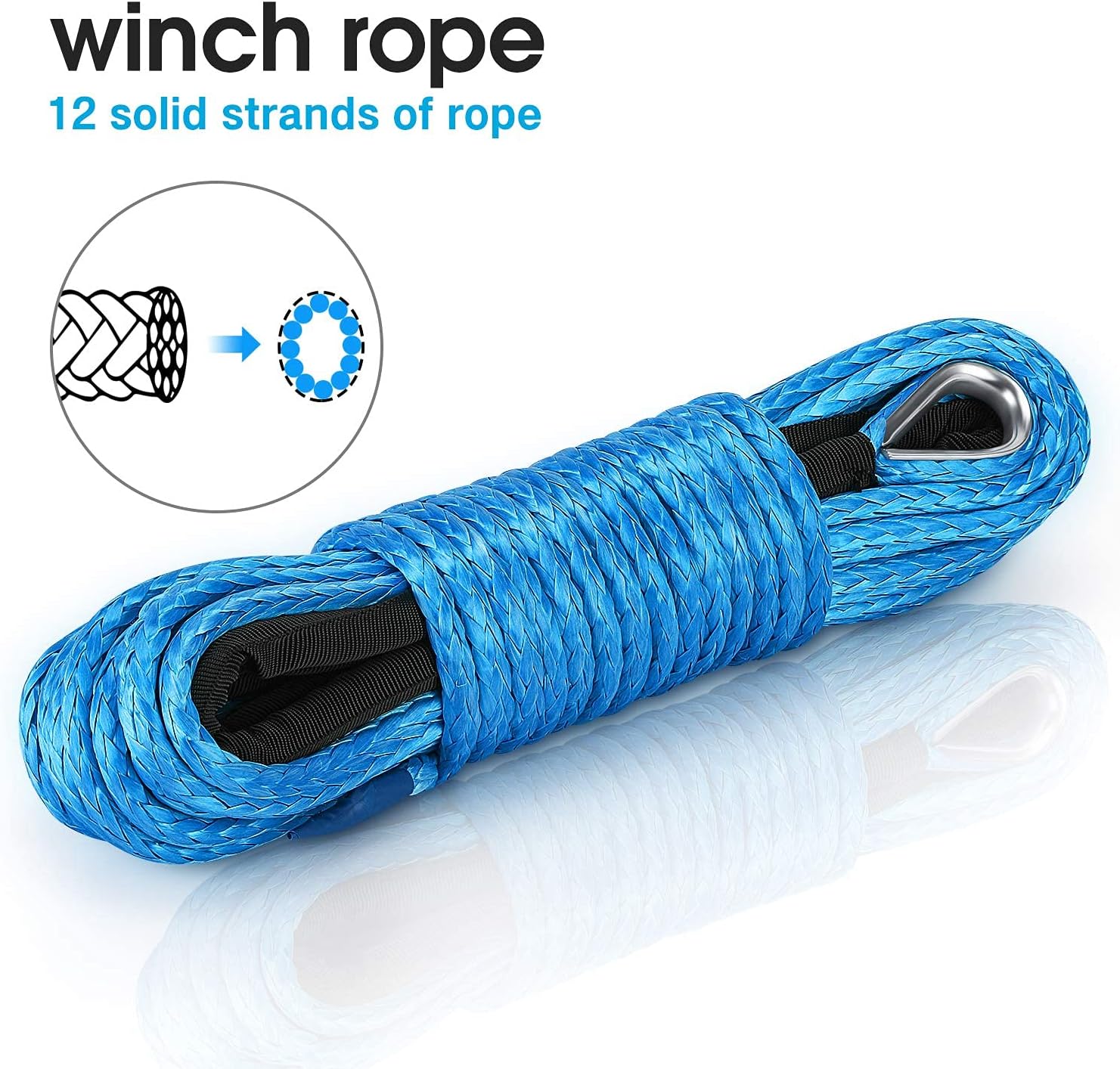 Kohree Bundle Synthetic Soft Shackle,7/16 Inch X 20 Inch + Synthetic Winch Rope-1/4 x 50'-7700lbs : Automotive