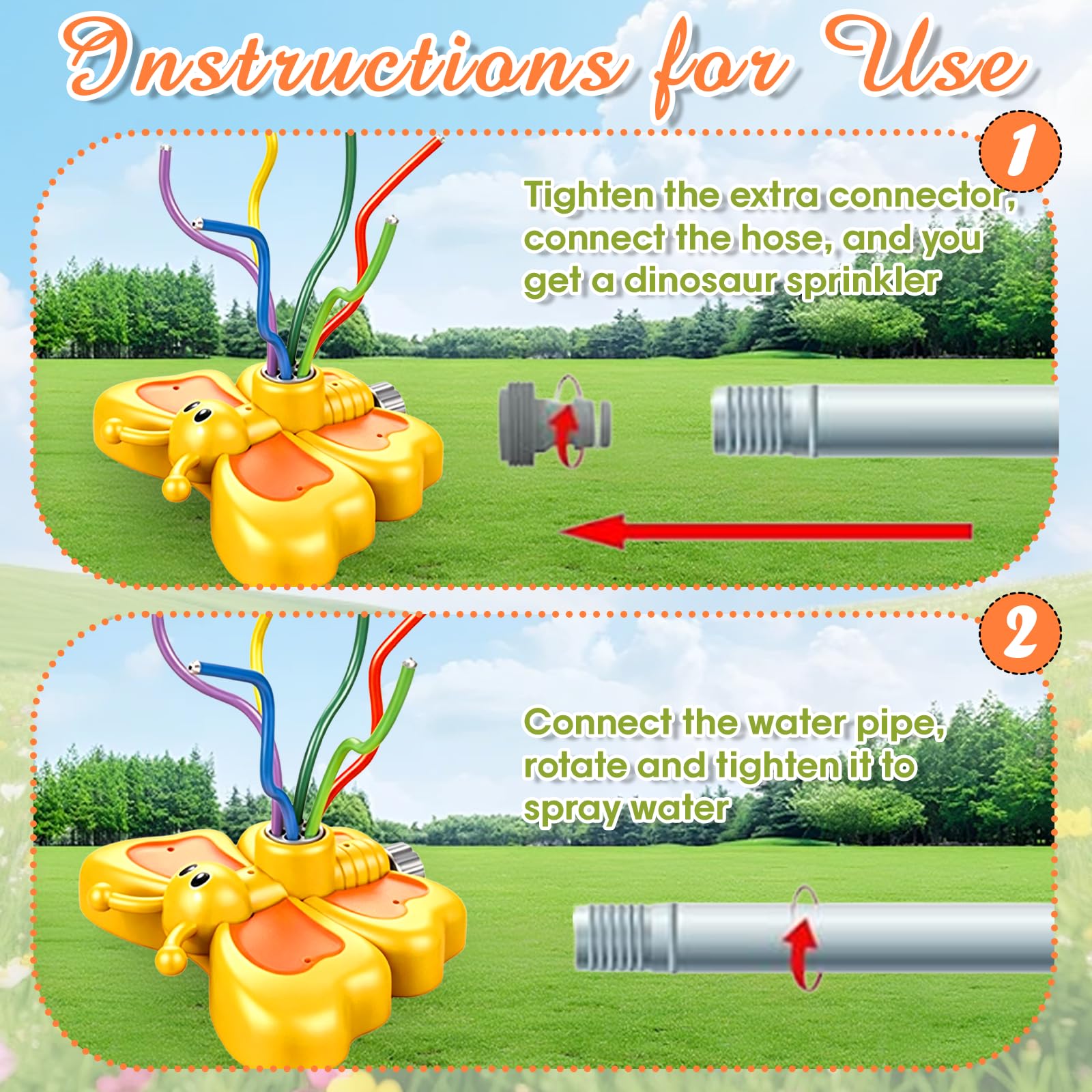 Wassersprinkler für Kinder, Schmetterling Wasserspielzeug Kinder Outdoor, Wasserspielzeug mit Wackelschläuchen, Süßer Schmetterling Wassersprinkler Garten Rasensprenger, für Jungen Mädchen