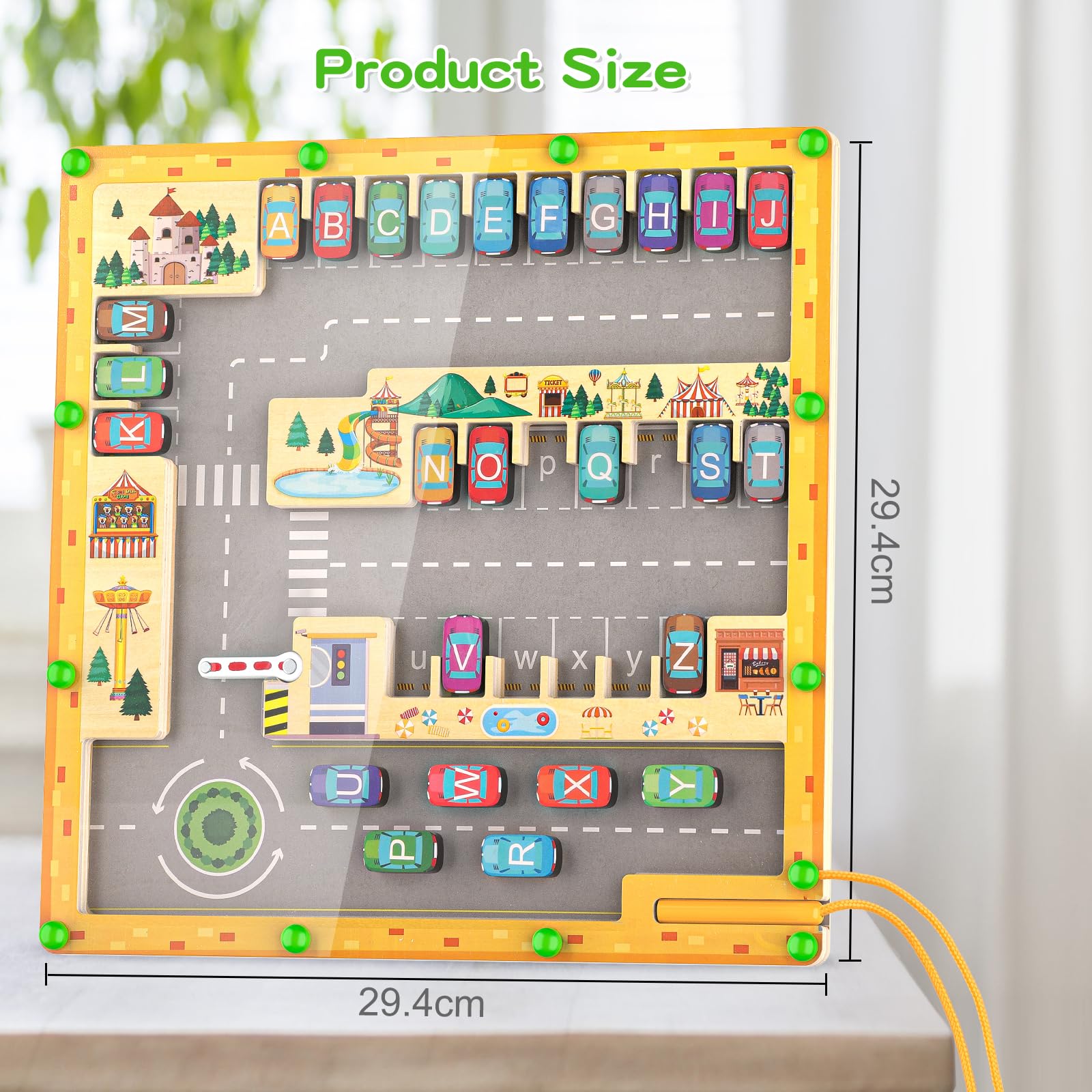 FUIOCOCP Magnetic Maze, Montessori Games 3 4 5 6 7 8 Years Wooden Board Game Alphabet Puzzle Toy Letters Child Game Educational Travel Gift Birthday Christmas for Teen Boy Girl