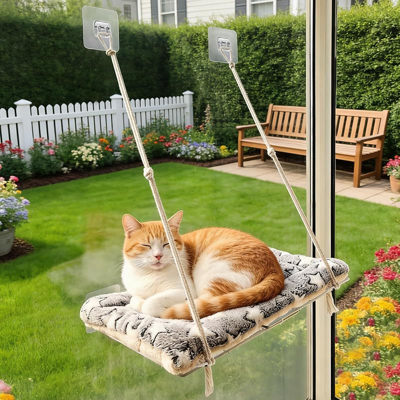 Cama de Janela para Gatos com Estrutura Metálica e Almofada Removível ISYOKE MDC-1