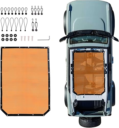 RERPRO Parasol Compatible con Ford Bronco 2021 2022 2023 2024 2025 Nuevo de 4 Puertas Parasol Bikini Top Techo Bimini Red de Malla Suave Accesorios