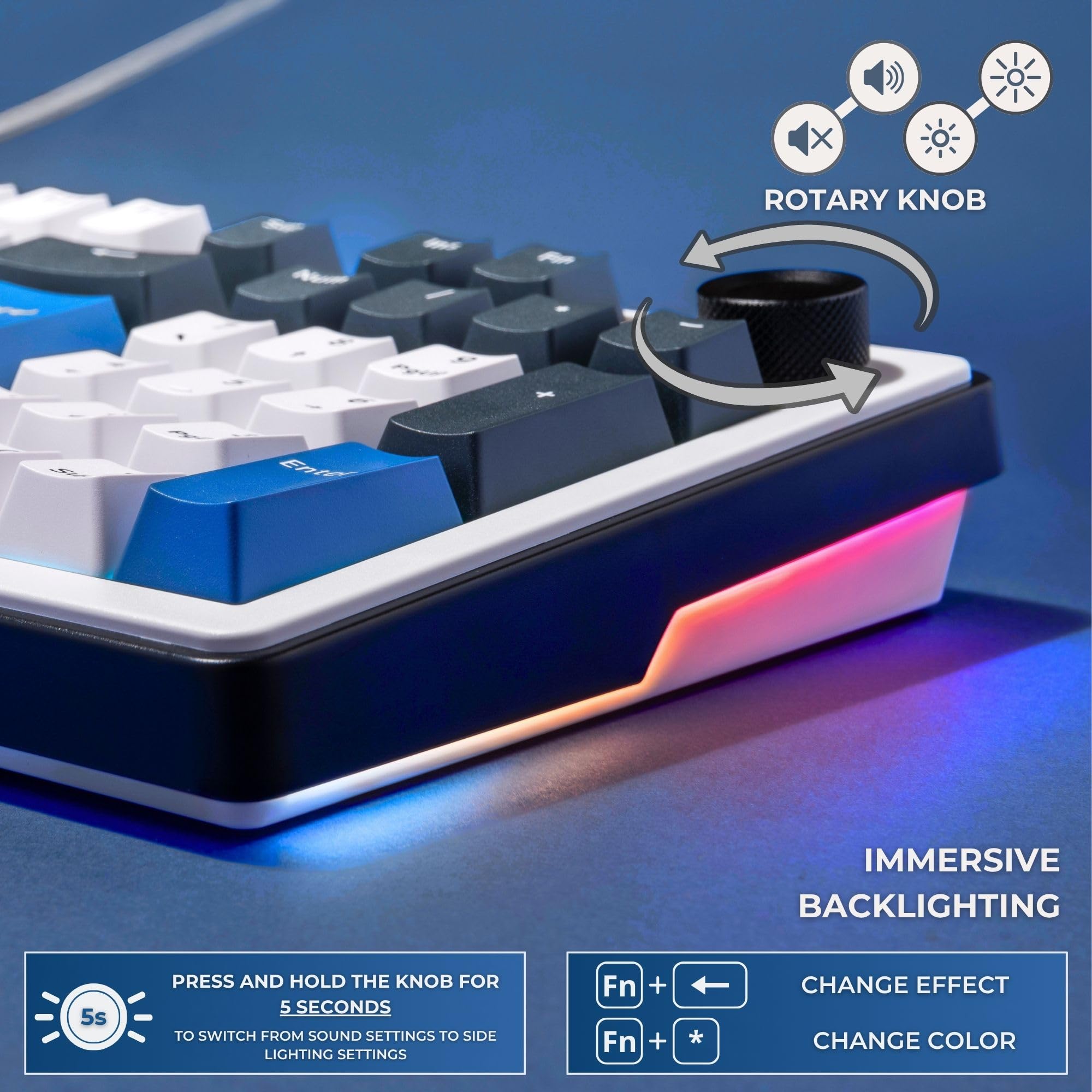 The G-Lab - KEYZ Elite 400 HE BW - Magnetyczna Klawiatura Gamingowa Hall Effect 96% QWERTY US, Przewodowa USB, 8000 Hz Rapid Trigger, Regulowana Aktywacja 0,01 mm, PBT Hot-Swap, RGB i Makra - Win/Mac