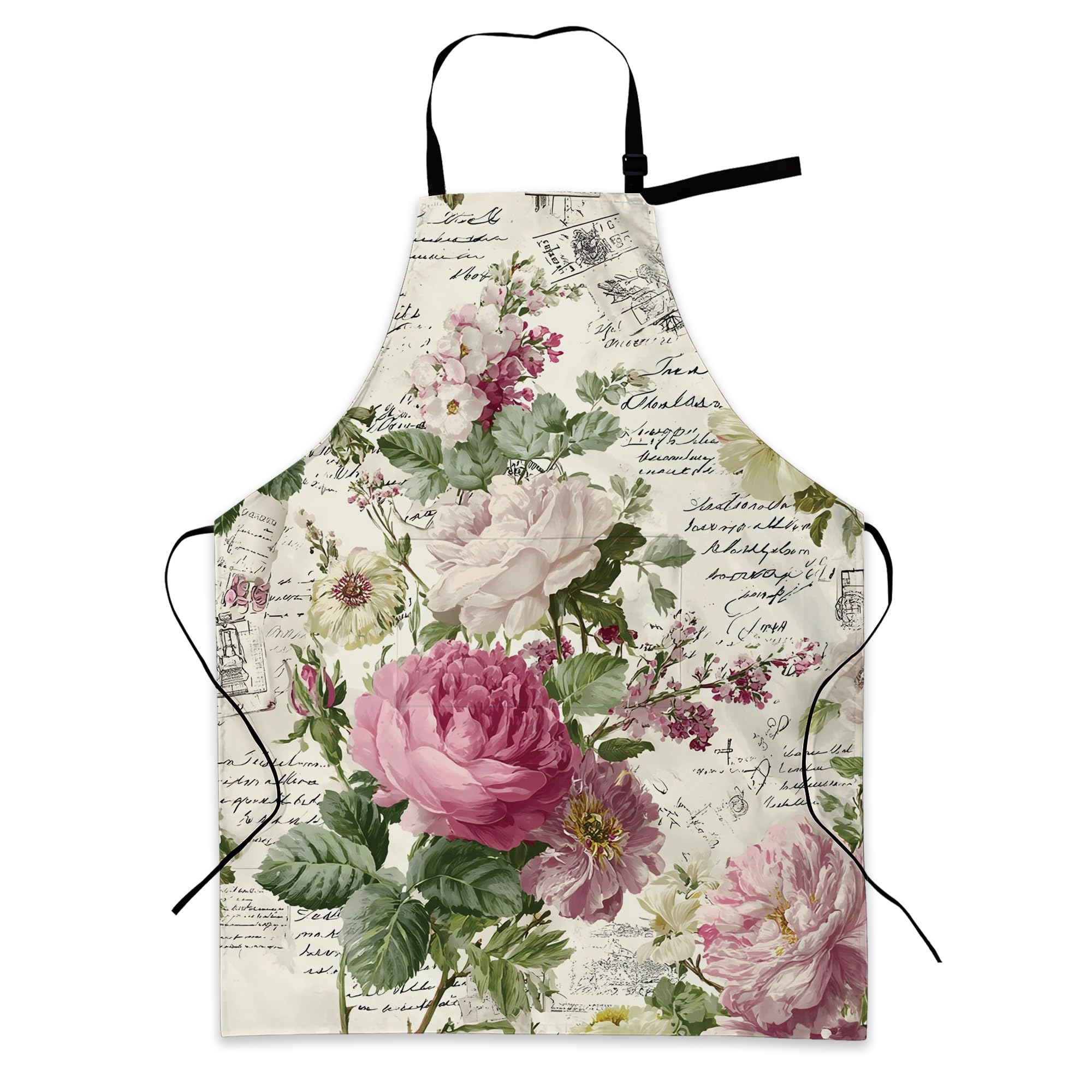 BILANGCE Rose Apron Unisex Adjustable Bib Apron with Pockets Cooking Kitchen Chef Women Men Aprons for Home Kitchen, Restaurant,Coffee House,Shop,Garden