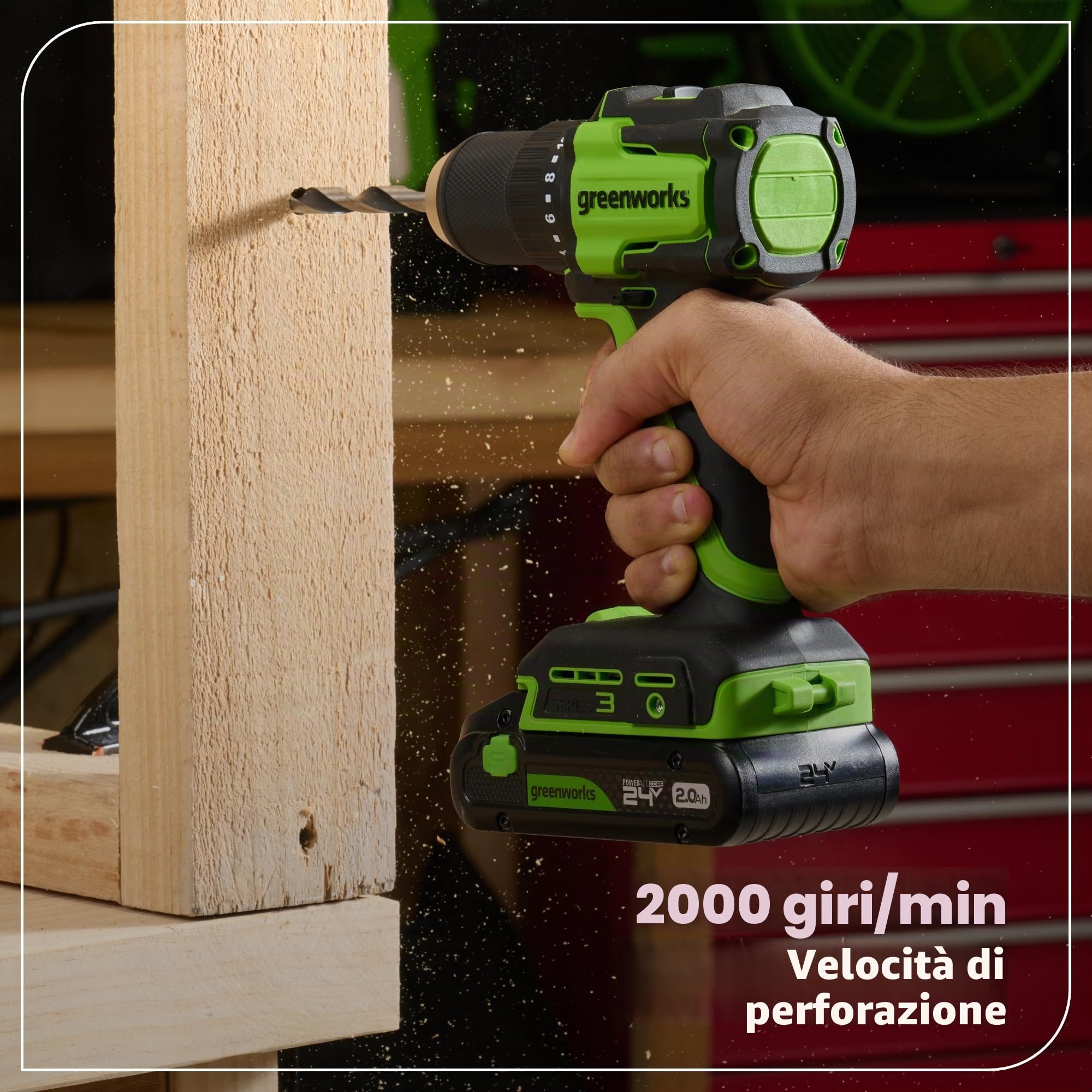 Greenworks 24V Trapano Avvitatore a Batteria 45Nm + 220Nm Avvitatore a impulsi a batteria Brushless, (2) batterie USB-C 2.0Ah (12.000mAh) e caricatore veloce USB-C da 65W (3 porte) CK321