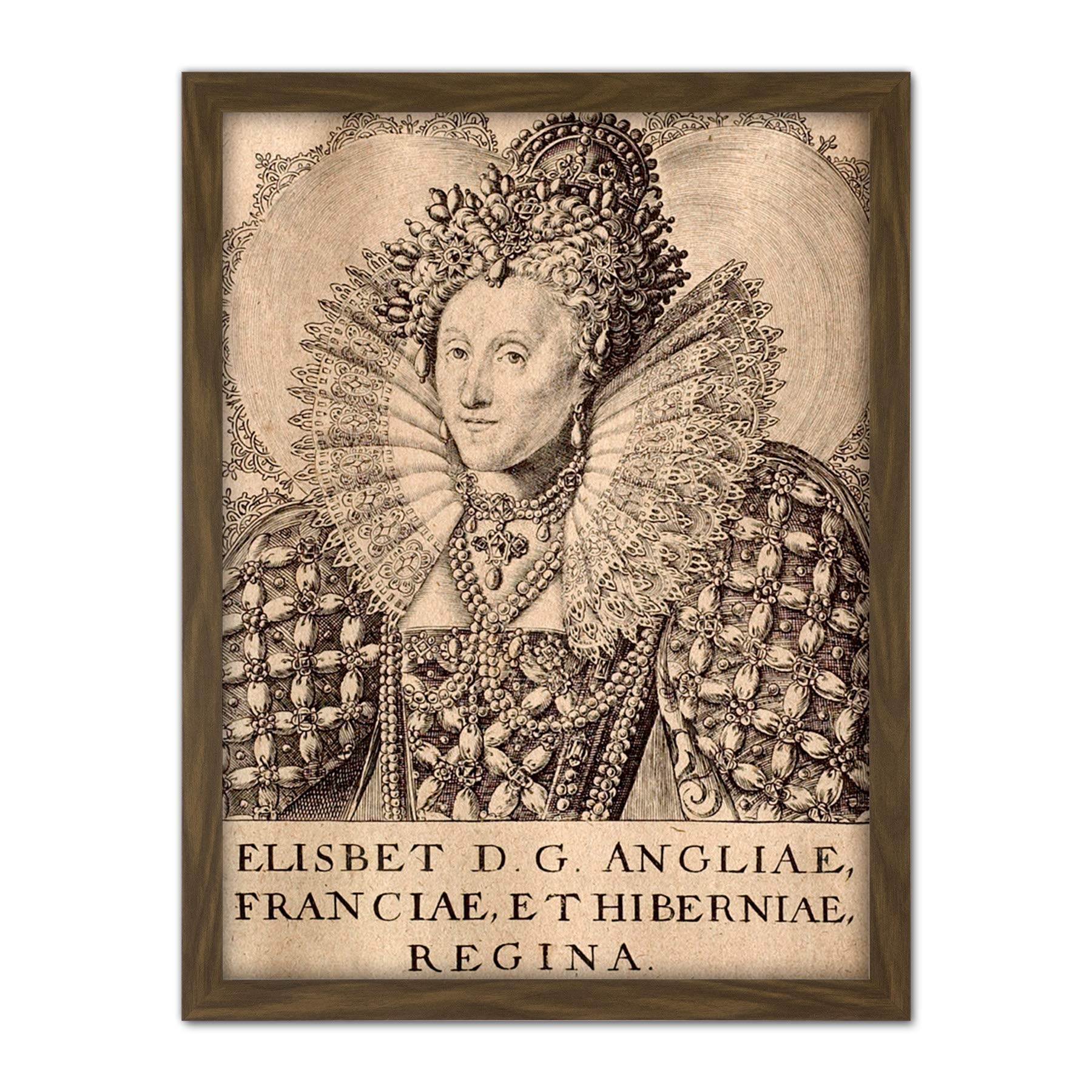 Artery8 Queboorn Queen Elizabeth England Engraving Artwork Framed Wall Art Print 18X24 Inch