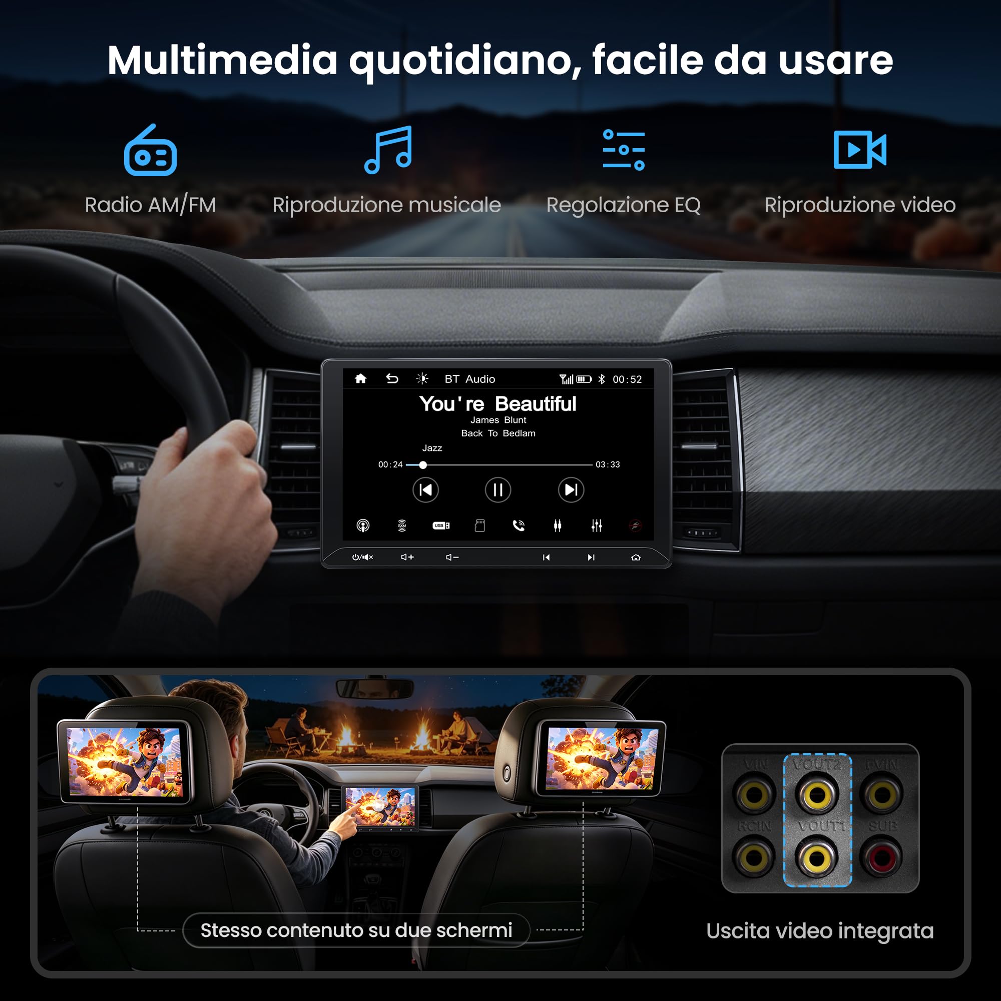 ATOTO F7 WE 10.1 Pollici Autoradio 2 DIN, CarPlay e Android Auto Senza fili | Schermo QLED Touchscreen, Doppio Mic, 4x29W RMS, 4V RCA, EQ 12 Bande, SWC, Split-Screen, Controllo al Volante, AUX/FM/AM