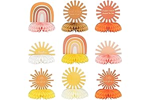 Sunshine Party Decorations | 9Pcs Boho Sun Honeycomb Centerpieces
