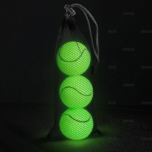 EliteTrace - Pelotas de tenis que brillan en la oscuridad, paquete de 3 pelotas de tenis de entrenamiento, pelotas de práctica para perros y