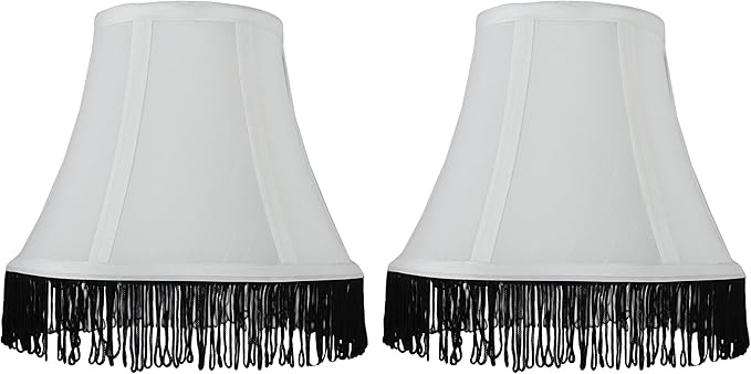 pics 9 Inch Lamp Shade urbanest set of 2 silk bell lamp shades 5 inch by 9 inch by 7 inch off white with black fringe spider fitter