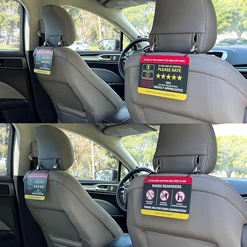 Miniatura 3 de Nebudo Compatible con Lyft & Uber (paquete de 2) Puntas Calificación Accesorios Apreciados de Rideshare  7 x 5 pulgadas  Letrero acrílico interior