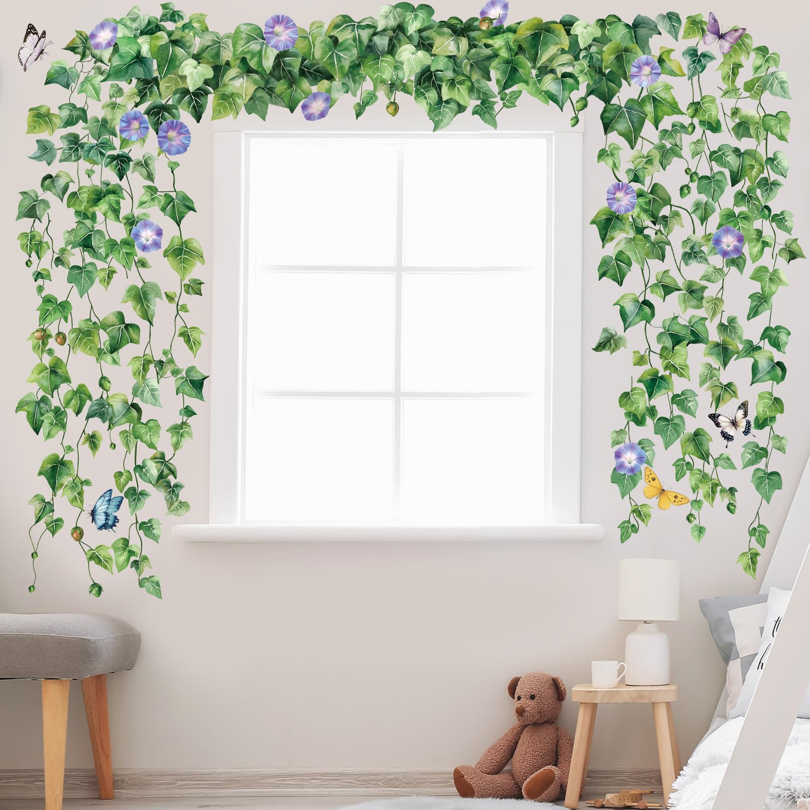 SHUCHING Hanging Vine Wall Stickers for Door Green Ivy Leaves Wall Decals for Bedroom Removable Vinyl Wall Decoration Art for Living Room TV - Image 2