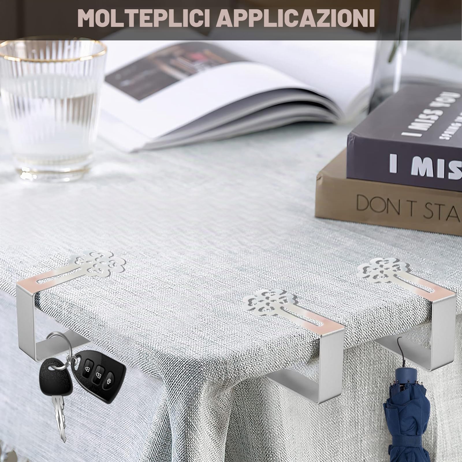 CUNGLIN Mollette per tovaglia in acciaio inox, 10 pezzi, clip per tovaglia, per tavoli spessi, tavoli da giardino, ristorante, tavolo da pranzo per la famiglia, per esterni