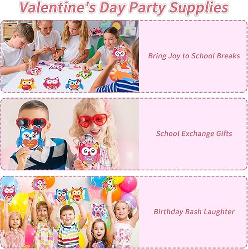 Miniatura 7 de DISJOURNEY Manualidades de San Valentín para niños, manualidades para el día de San Valentín, 24 juegos de manualidades de búho, kits de