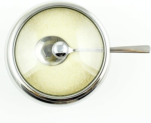 Miniatura 5 de Zoie + Chloe Azucarero de acero inoxidable con tapa de vidrio, cuchara de regalo, capacidad de 2 tazas (16.9 fl oz)