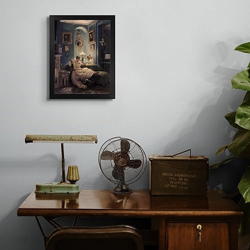 Miniatura 4 de Lost Cabin An Evening at Home 1888 de Edward Poynter  Impresión en marco plano negro  Reproducción de pintura de obras de arte finas  Póster