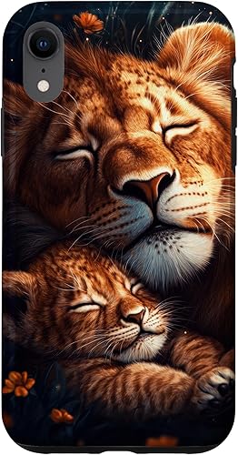 Lion Family Case Cub Parent Love Wildlife Peaceful Serene Case for iPhone XR