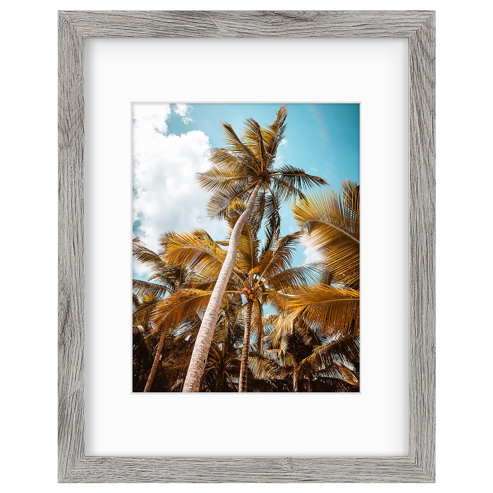 Frametory 11x14 Grey Picture Frame with Real Glass Mat for 8x10